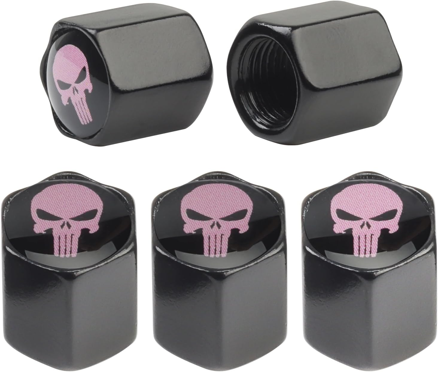 Tire Valve Stem Caps 5 Pcs，Pink Aluminum Alloy,Anodized Aluminum Tire Valve Cap Universal Fit for Cars/Motorcycles/Bikes, Anti-Corrosion,Air Valve Caps,Bike Valve Caps