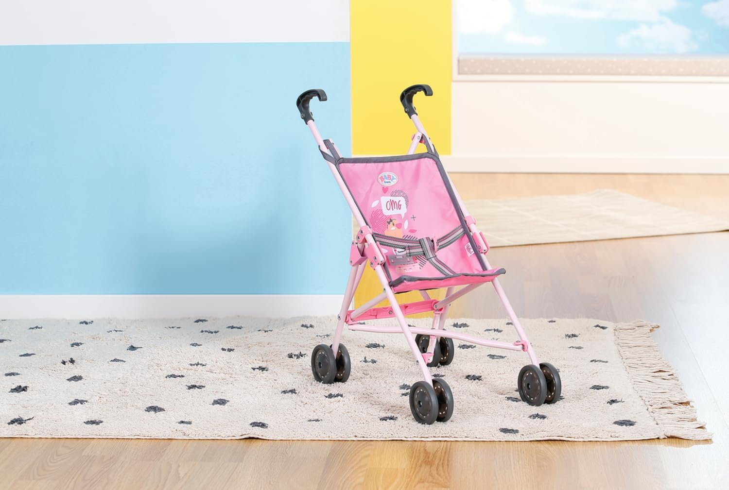BABY Born Stroller with Bag for 43Cm Dolls - Easy for Small Hands, Creative Play Promotes Empathy & Social Skills, for Toddlers 3 Years & up - Includes Net Bag