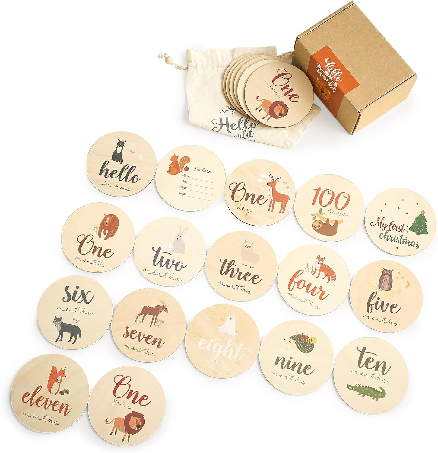 Promise Babe Milestone Numbers Props, Baby Wooden Milestone Cards Weekly Monthly Growth Milestone Signs Baby Announcement Props 8Pcs