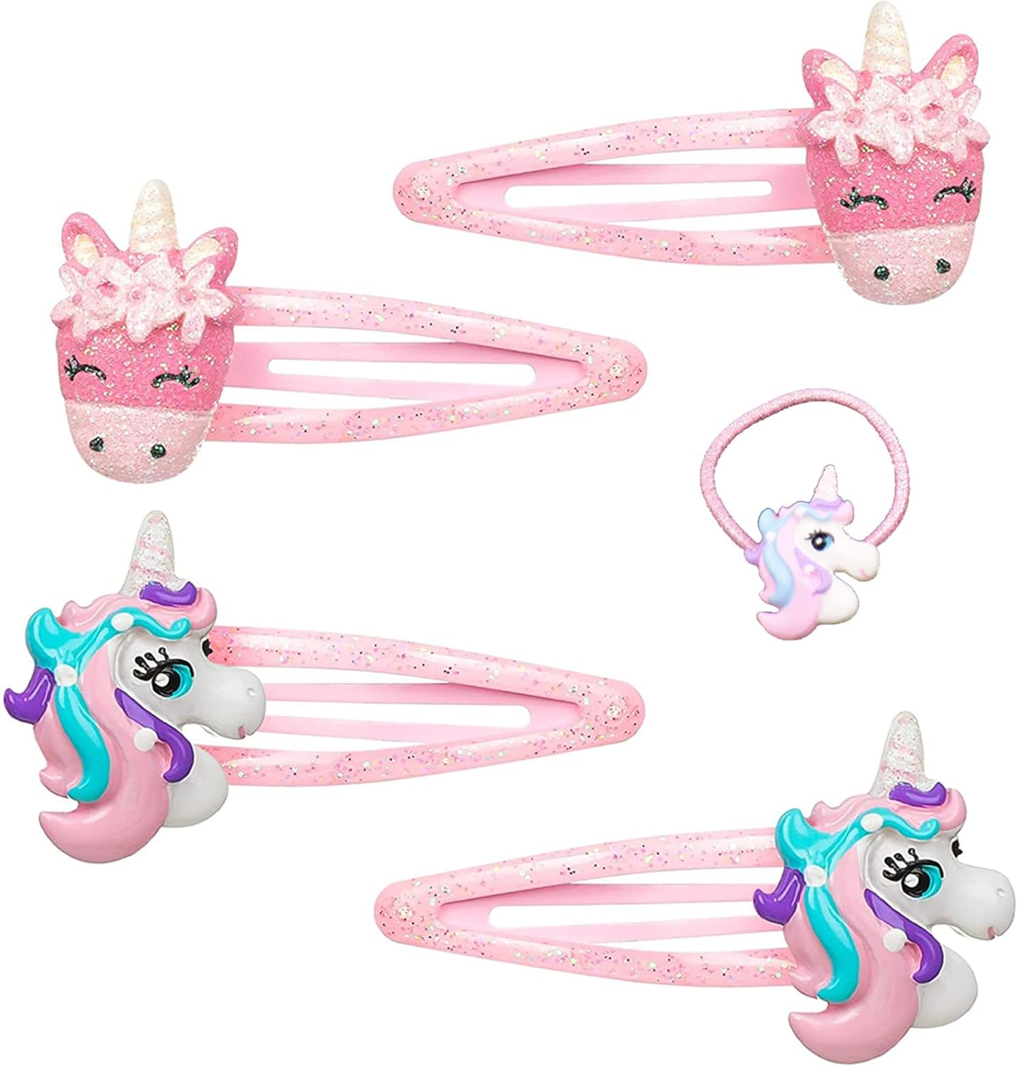 Queerelele Unicorn Hair Clips Unicorn Hair Bobbles PVC Cartoon Hair Clips Hair Clips for Children Unicorn Hair Accessories Girls Hair Clips for Toddlers Girls Hair Clip Accessories Gift (Pack of 5) image number 6