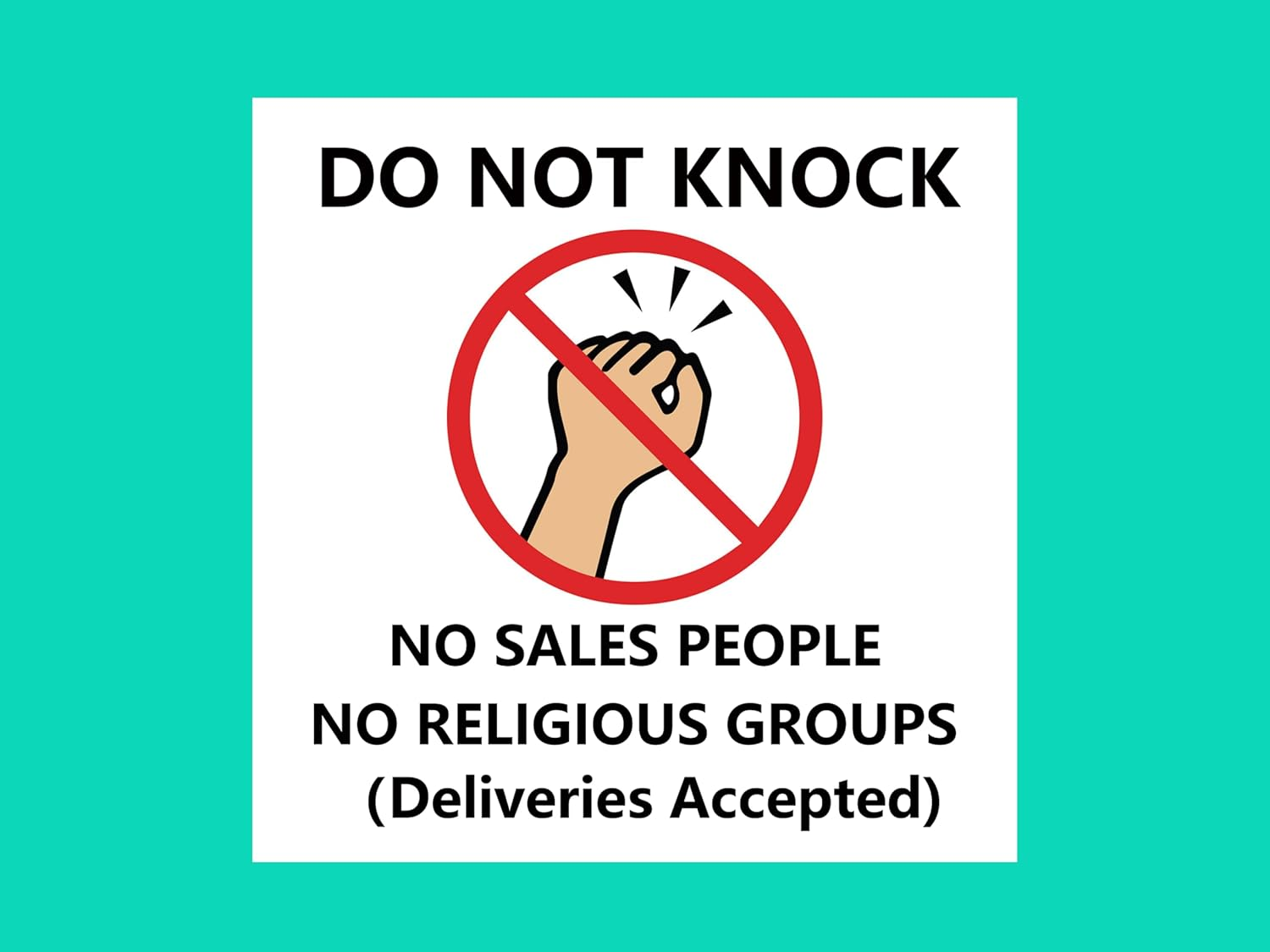 Do Not Knock Sign for Home Self Adhesive Tape Door Sign (Style 1, 55X55Mm)