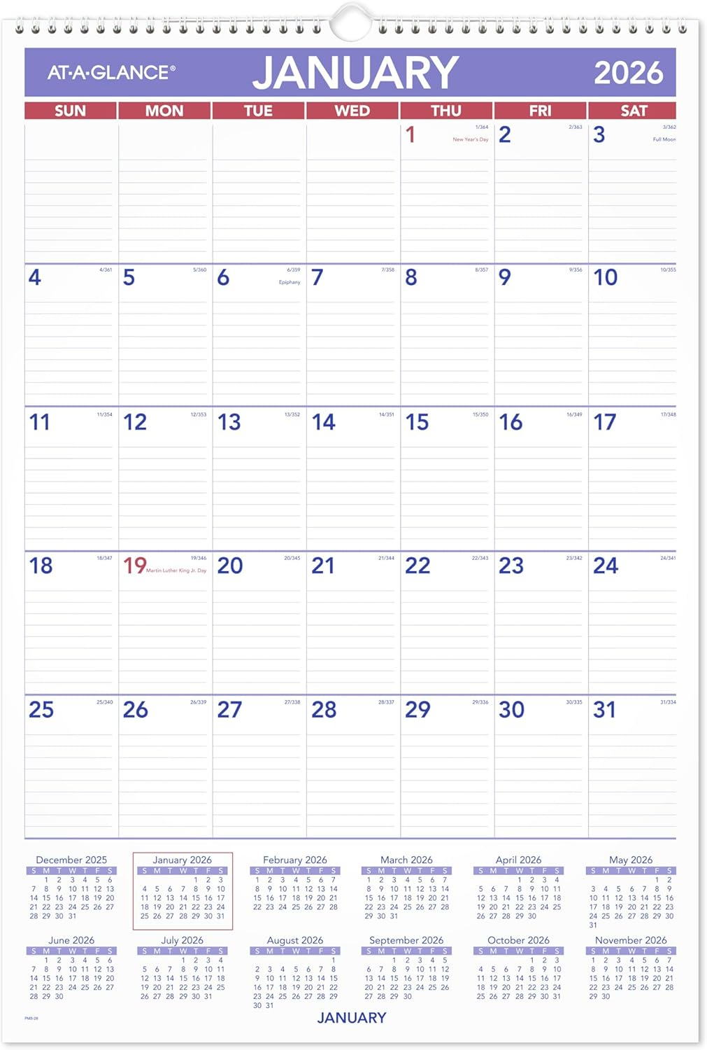 AT-A-GLANCE 2026 Wall Calendar, 15.5" X 22.75", Large (PM32826) image number 3
