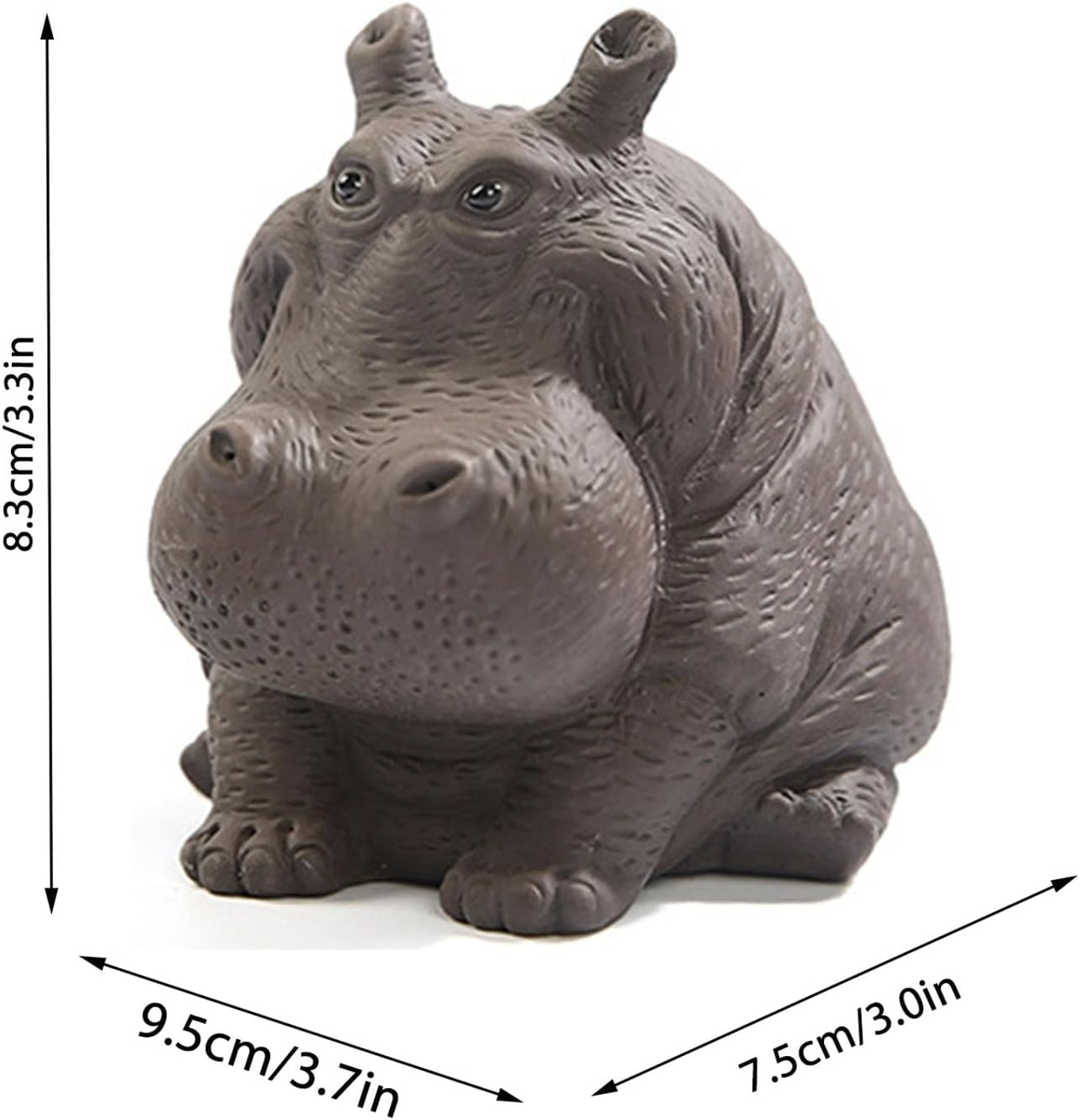 Handmade Purple Clay Hippo Figurine, Symbol of Prosperity, Tea Lovers, Home Office Decor, 3.7In