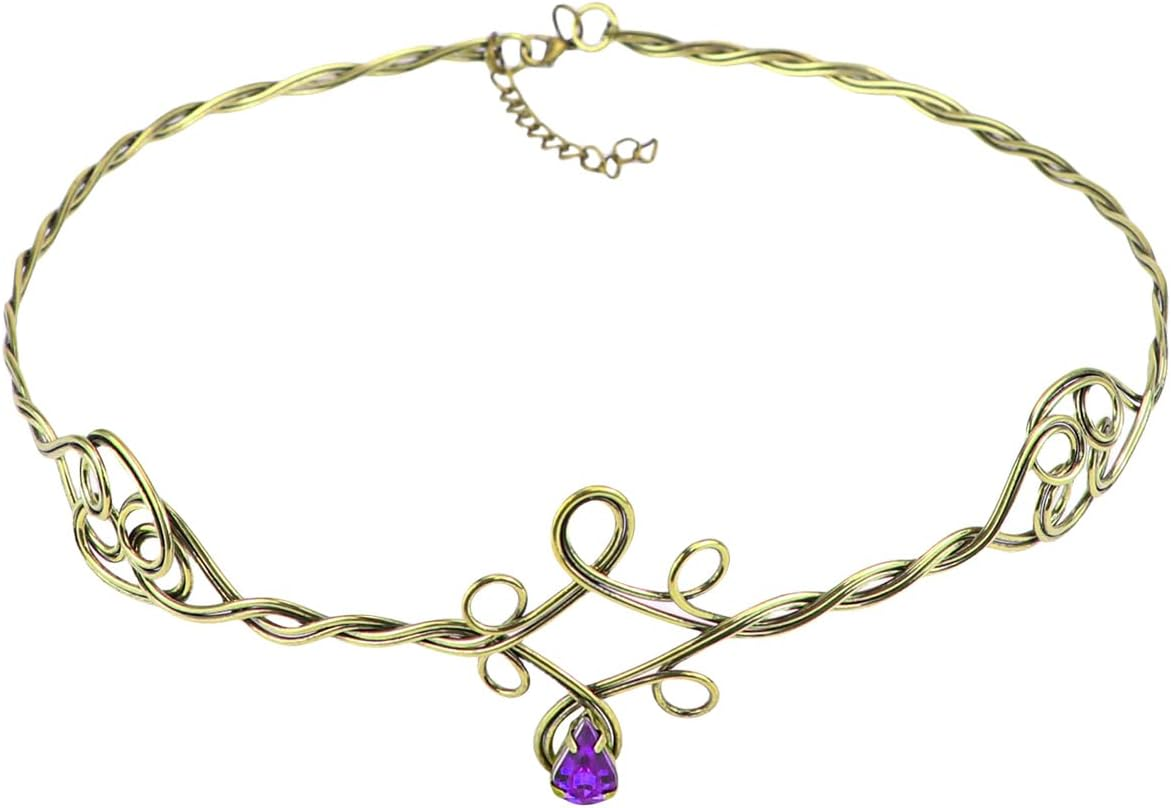 ZJIVQO Forehead Headbands Iron Circlet for Women Woven Forehead Band Crystals Tiaras Hair Band Gold Hair Hoop with Jewels Crystal Rhinestone Wedding Head Band Princess Crown Headband Tiara,Purple, image number 3