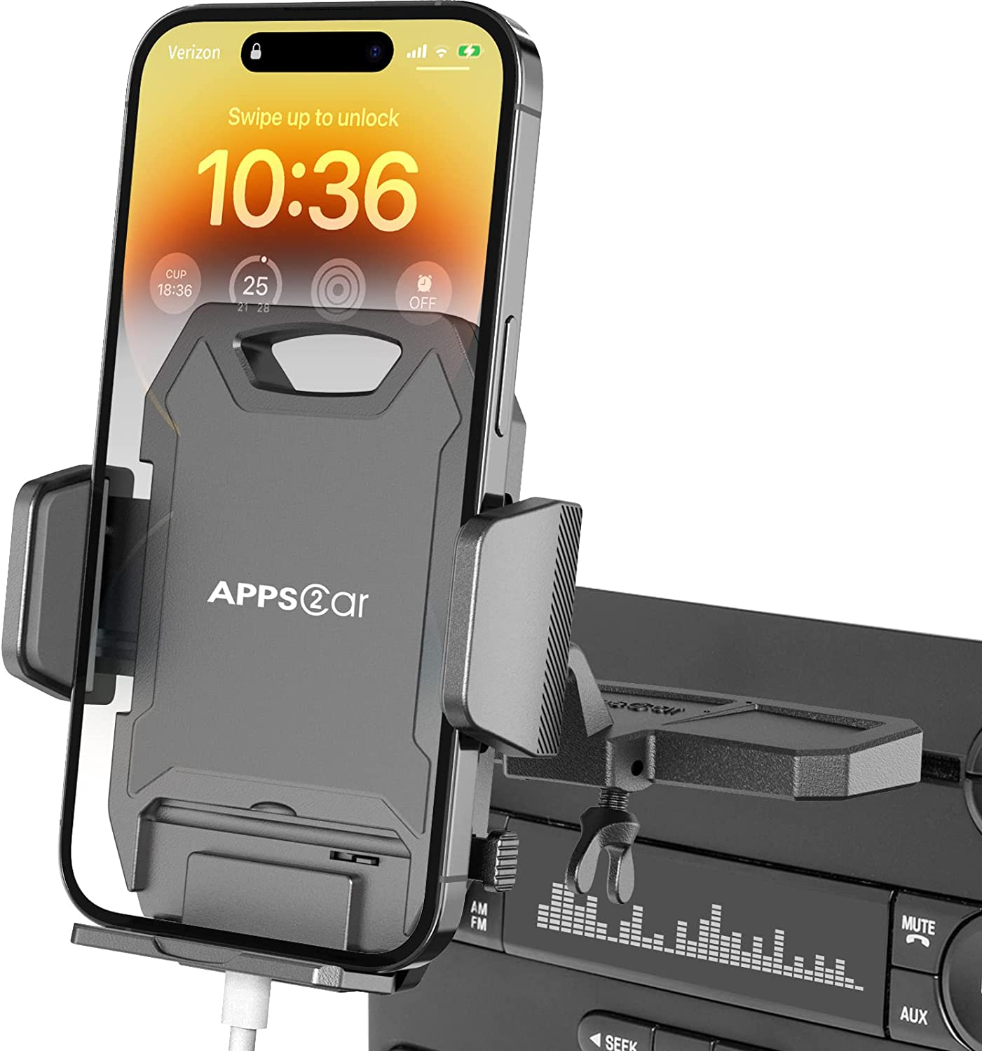 Apps2Car Sturdy CD Slot Phone Mount with One Hand Operation Design, Hands-Free Car Phone Holder Universally Compatible with All Iphone & Android Cell Phones, for Smartphone Mobile image number 1