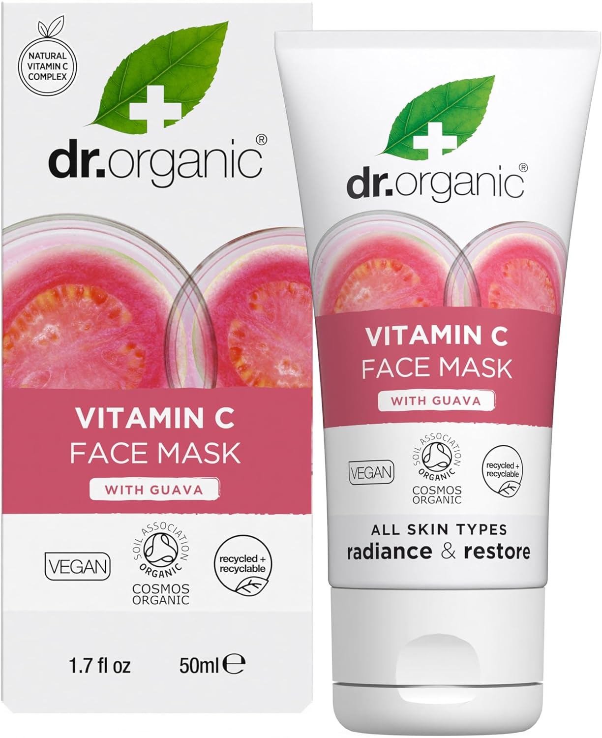 Dr Organic Guava Face Mask, Vitamin C, Brightening, Mens, Womens, Natural, Vegan, Cruelty-Free, Paraben & Sls-Free, Certified Organic, 50Ml, Packaging May Vary image number 2