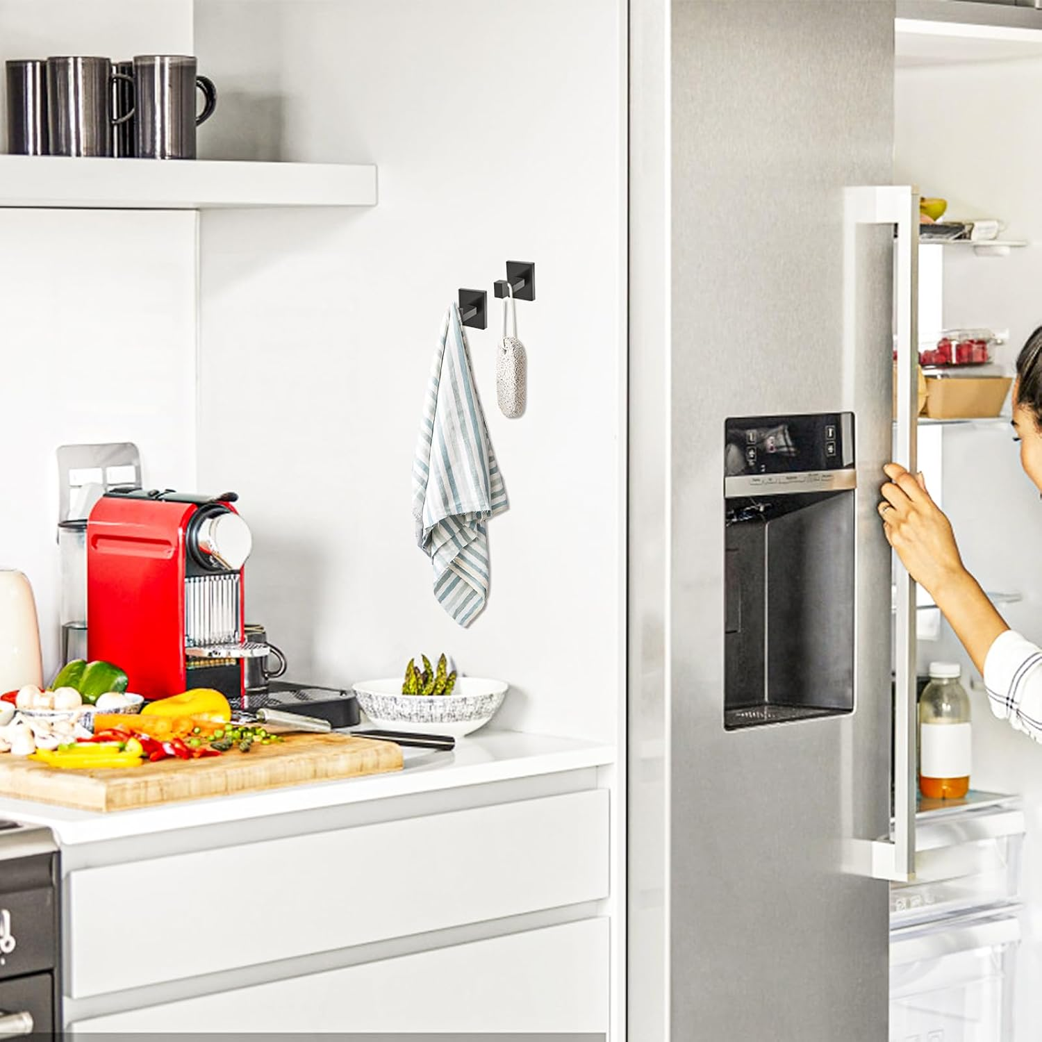 Ibosins 4 Pack Towel Hooks Hand Towel Holder for Bathroom Wall Livingroom Bedroom Kitchen Closet Heavy Duty Stainless Steel Hook Hanger for Robe, Bath Towel, Coat (Square Matte Black) - 4, Brushed Red Antique Bronze image number 5