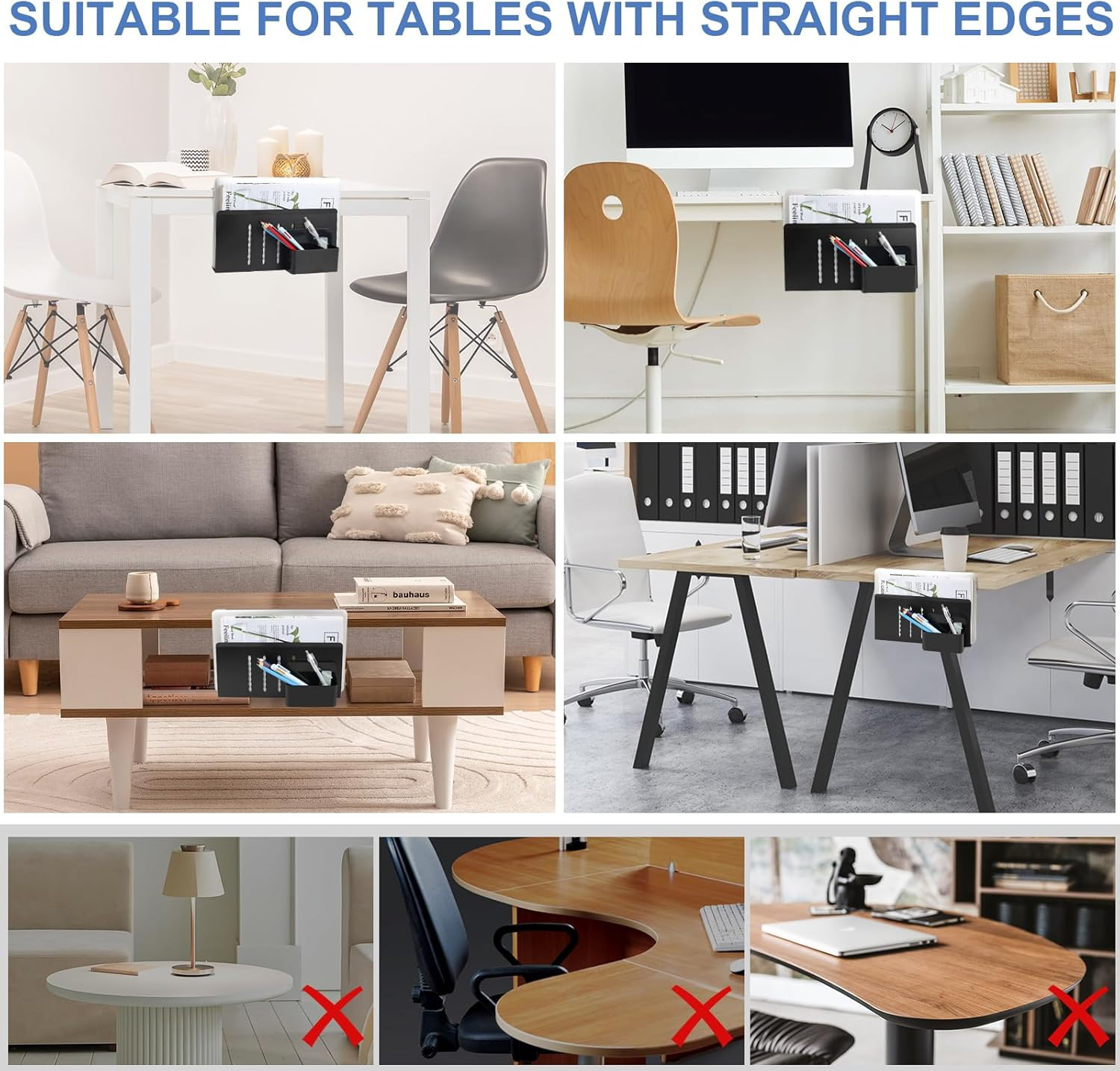 Desk Side Organiser, No Drill Adjustable Desk Organizer Storage, Clamp-On Desks Shelf with Pegboard Accessories, with Magnetic Pen Holder, Desk Storage Holder for Office and Home