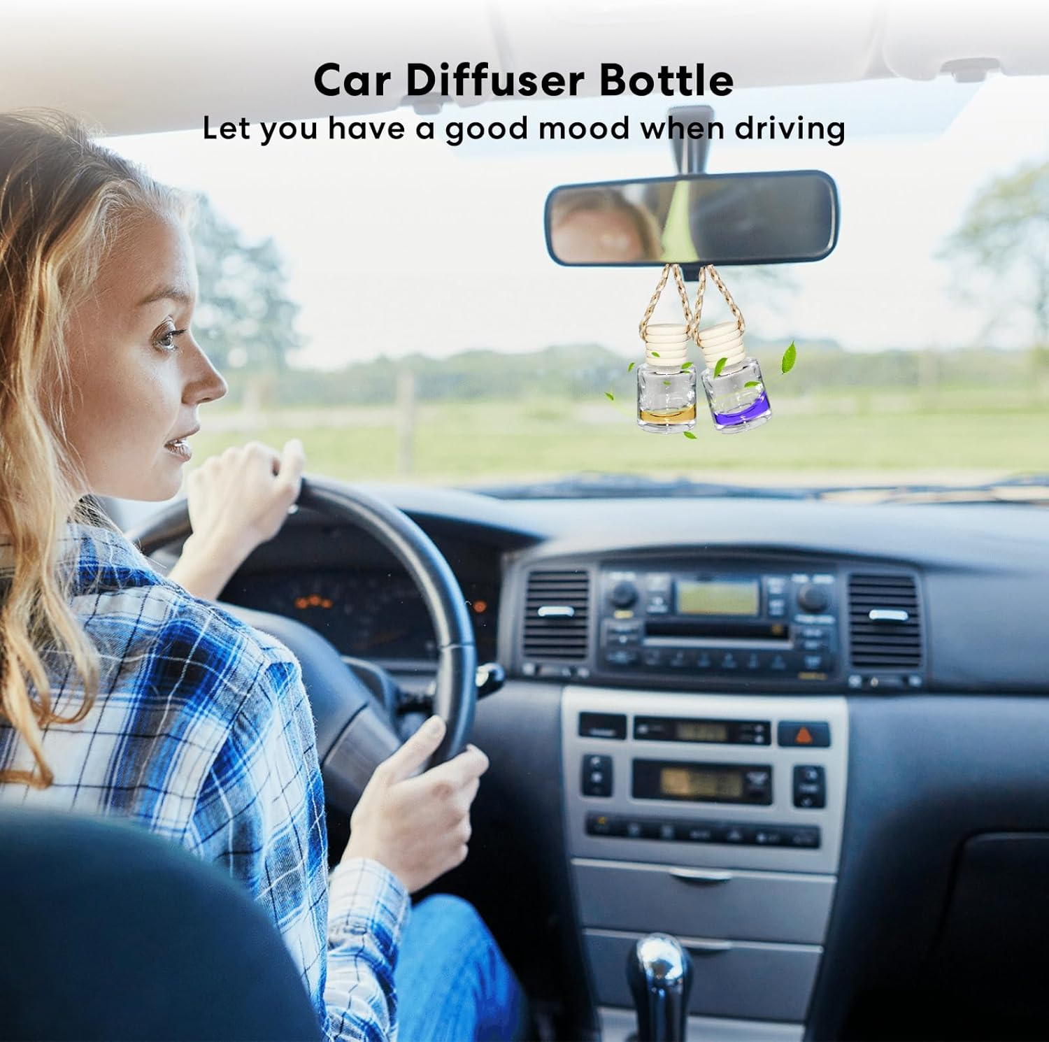 50 Piece Hanging Car Air Freshener Car Diffuser Bottles Empty Glass Perfume Bottles for Essential Oils Aromatherapy Fragrance Hanging Car Diffuser Bottle Pendant Ornament Air Freshener Decor image number 3