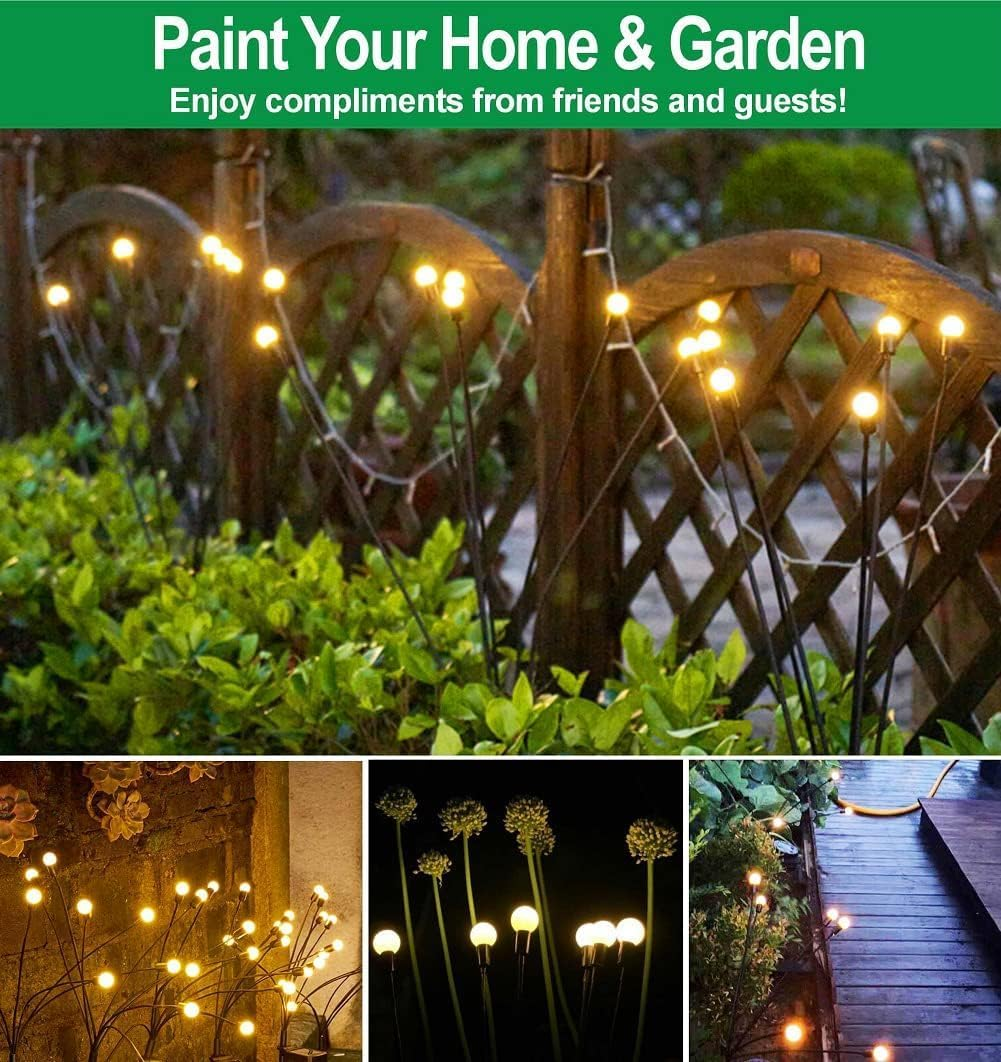 Nineway Solar Lights Outdoor, 6LED Firefly Lights, Wind Swaying, Warm Yellow-4 Count image number 2