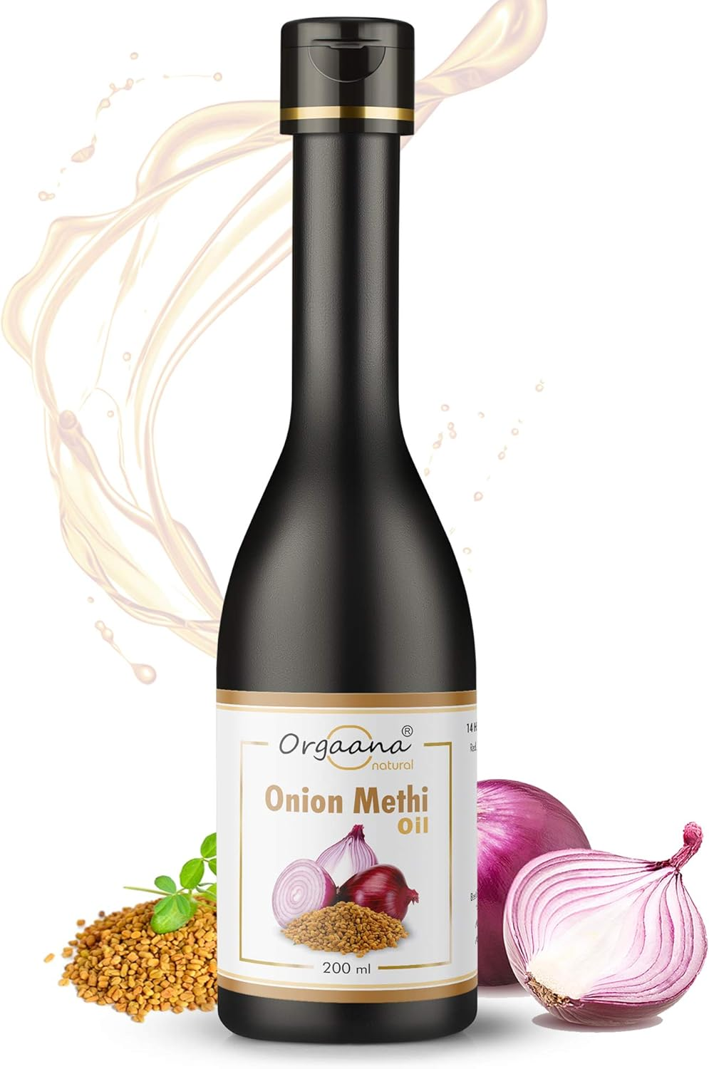 Orgaana Natural Herbal Methi-Onion Herbal Repair Hair Frizzy and Damage Hair Oil 21 Natural Herbs & Oils image number 4