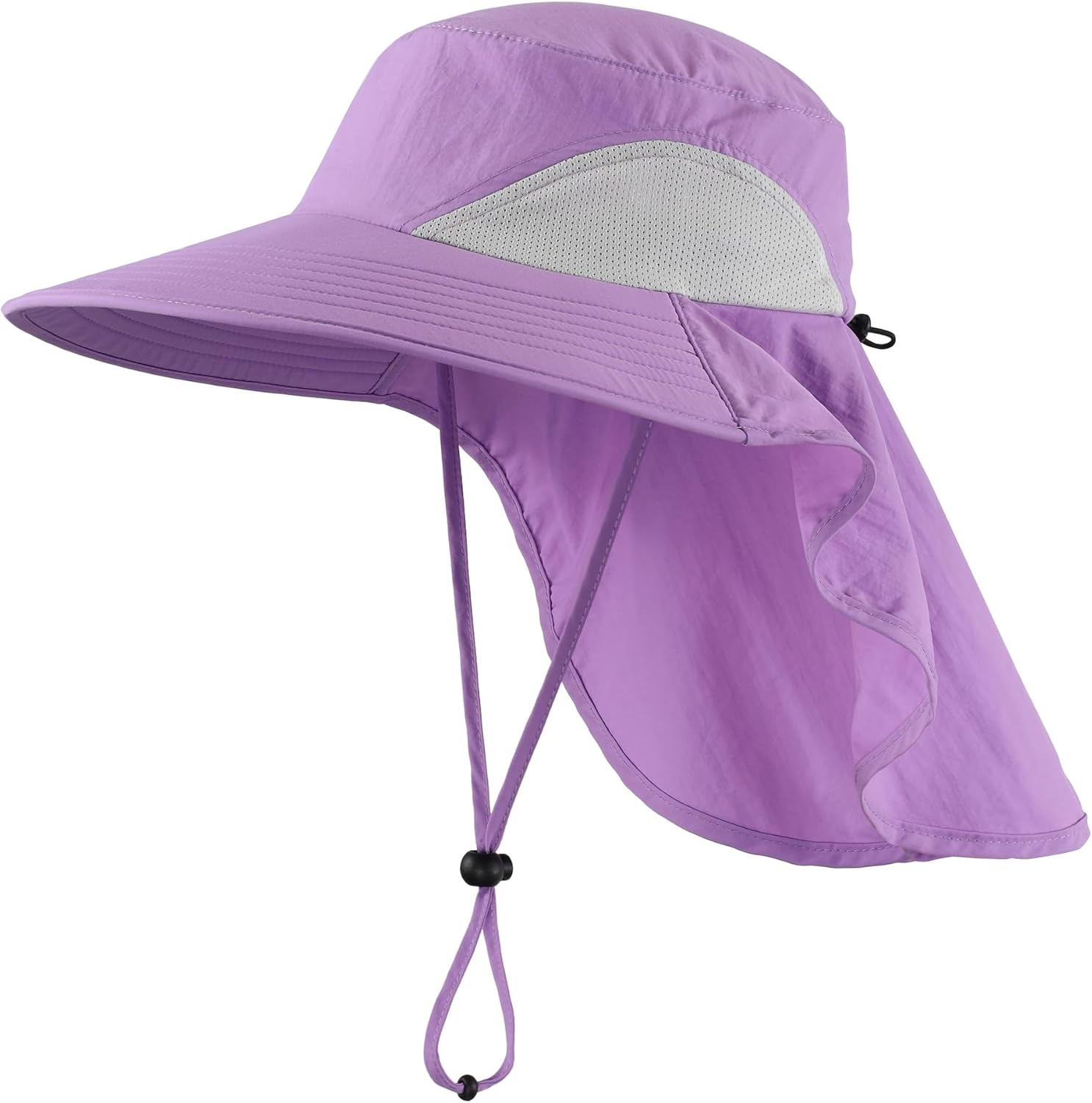 Home Prefer Outdoor UPF50+ Sun Hat Wide Brim Mesh Fishing Hat with Neck Flap - Light Gray image number 2