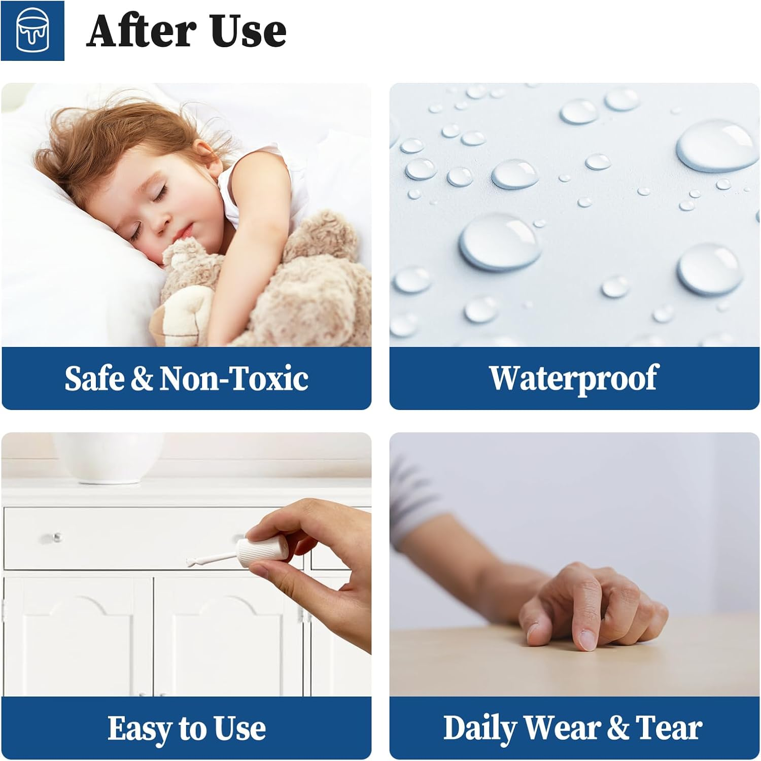 DWIL White Touch up Paint - Multi Surface Touch up Paint Pen, Scratch Repair for Wall, Door, Cabinets, Wood, Furniture, 1.5 Fl Oz (Semi Gloss, White)