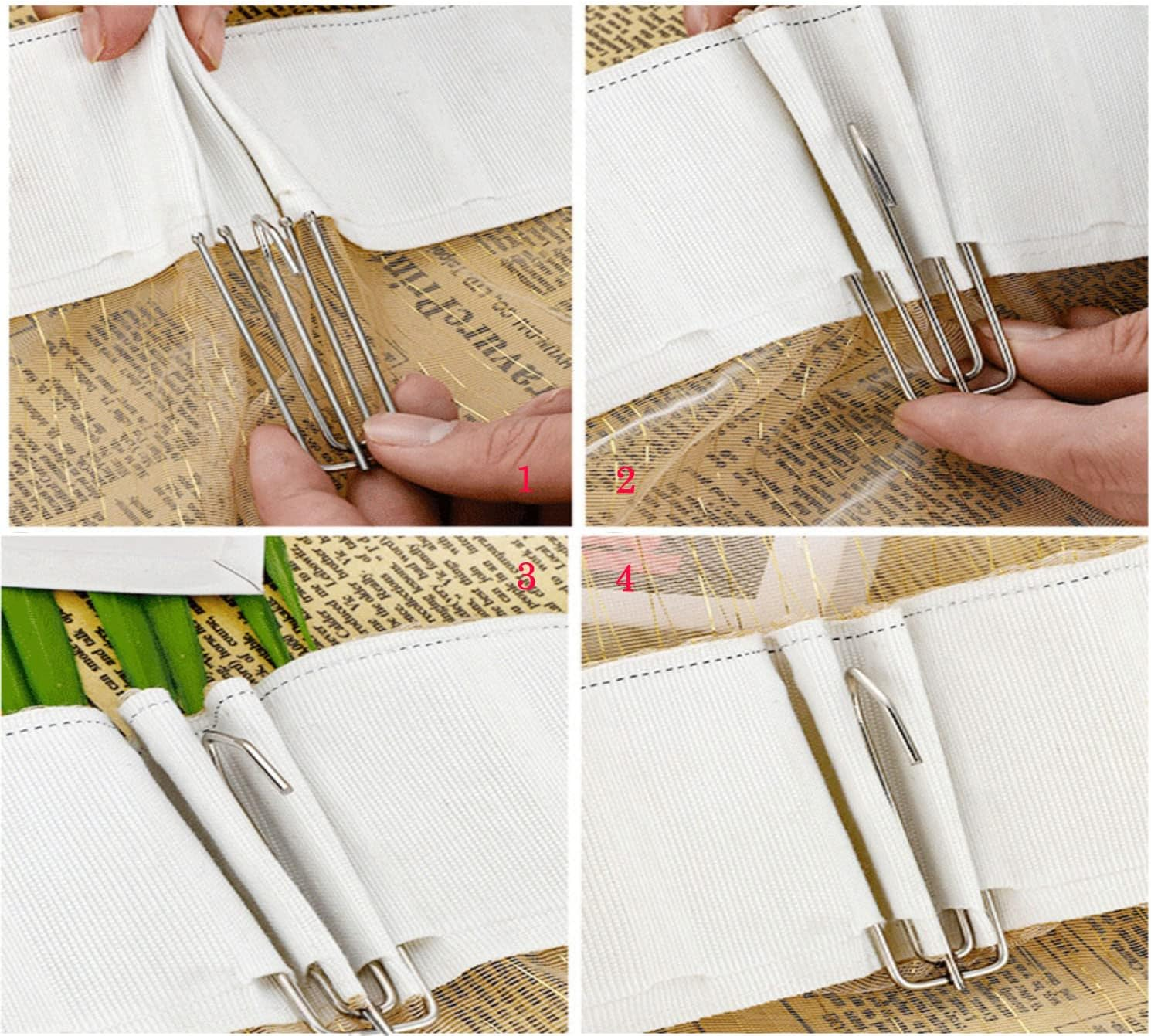 Umbrella Concepts 60Pcs 304 Stainless Steel Curtain Drapery Pleat Hooks 4 Prongs Pinch Pleat Clips Hooks image number 3