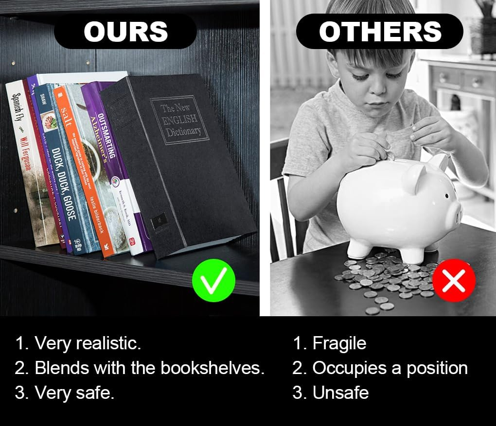 Vivva Home Dictionary Diversion Safe Lock Box,Book Safe with Key Lock,Hidden Box, Coverbook Containers for Cash and Jewelry (Blue) image number 1