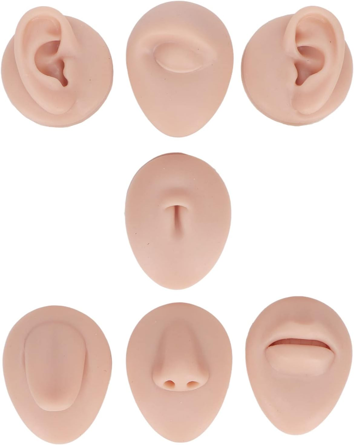 Body Piercing Practice Model, Simulation Ear Model Mouth Belly Button Model 3D Reusable Silicone for Novice (Medium Skin Color) image number 2