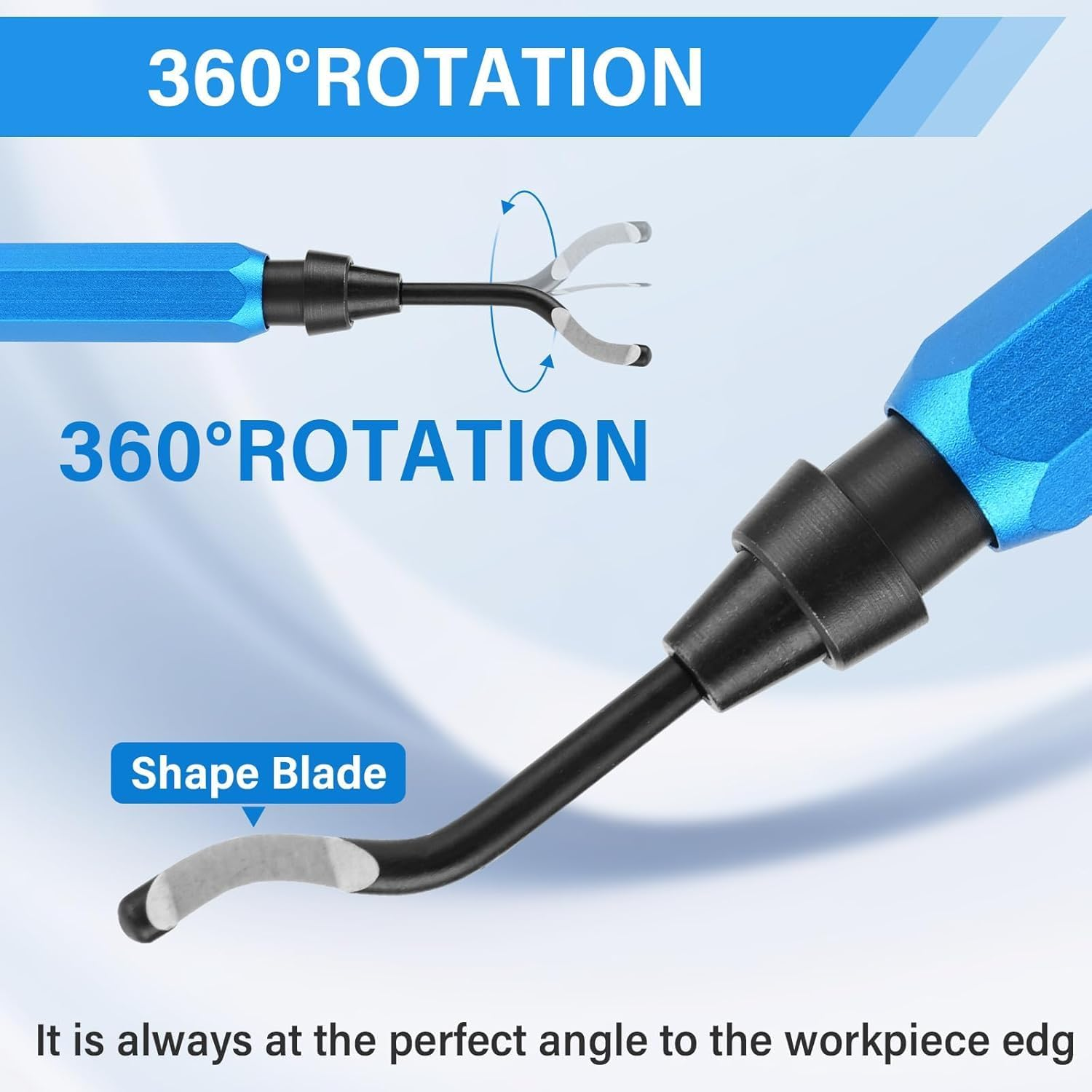 Walquicks 1 Set Deburring Tool Kit with 10 High-Speed Steel Blades - Non-Slip Handle Deburring Tool for Metal, Plastic, PVC Pipe, Copper, Resin & 3D Printed Edges - Professional Rotary Deburrer image number 1