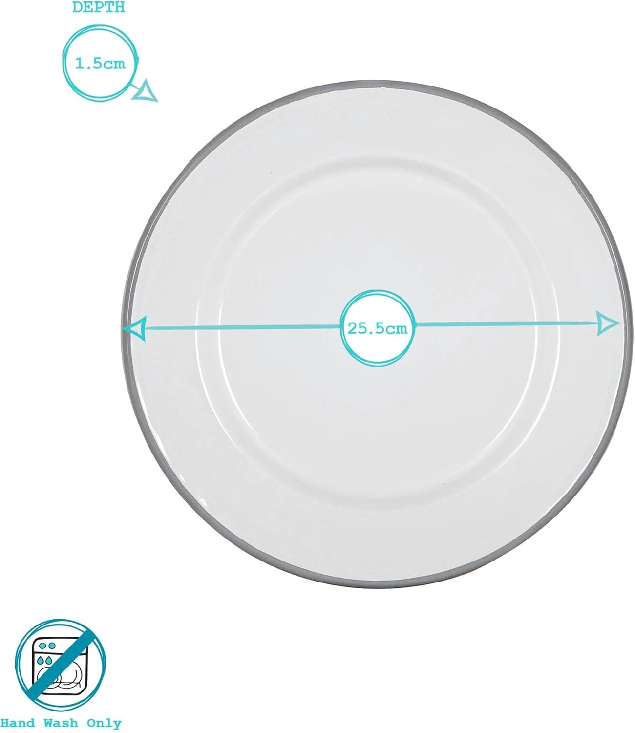 Argon Tableware Enamel Dinner Plates - 25.5Cm - Pack of 6 - Grey Dining Plates Lightweight Camping Large Dinner Dish for Appetisers, Starters, Mains, Sides, Desserts image number 3