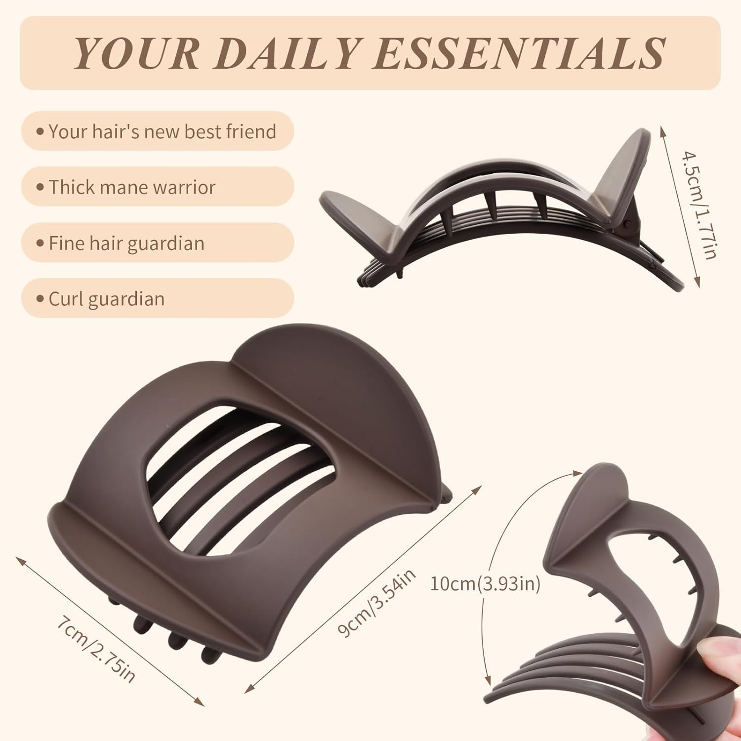 Pack of 6 Flat Hair Clips, Flat Hair Clips, Women'S French Hair Clip, Curved Design, round for Women and Girls, Flat Clips with Strong Hold for Thick and Thin Hair image number 2