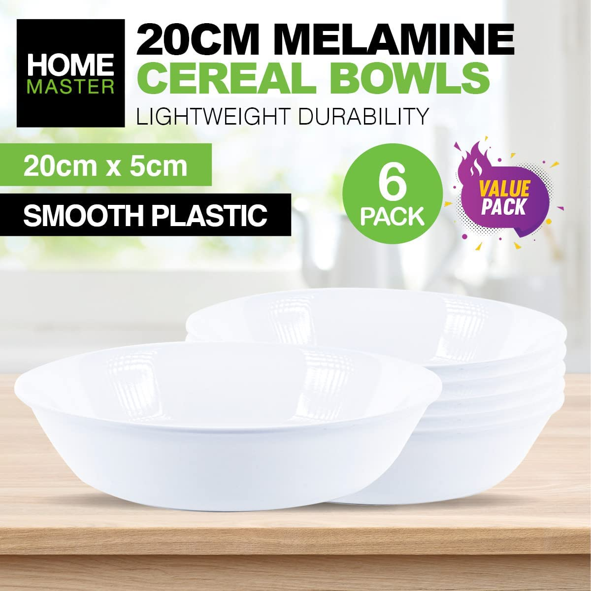 Home Master round Melamine Bowl, White, 20 Cm Diameter X 5 Cm Size image number 5