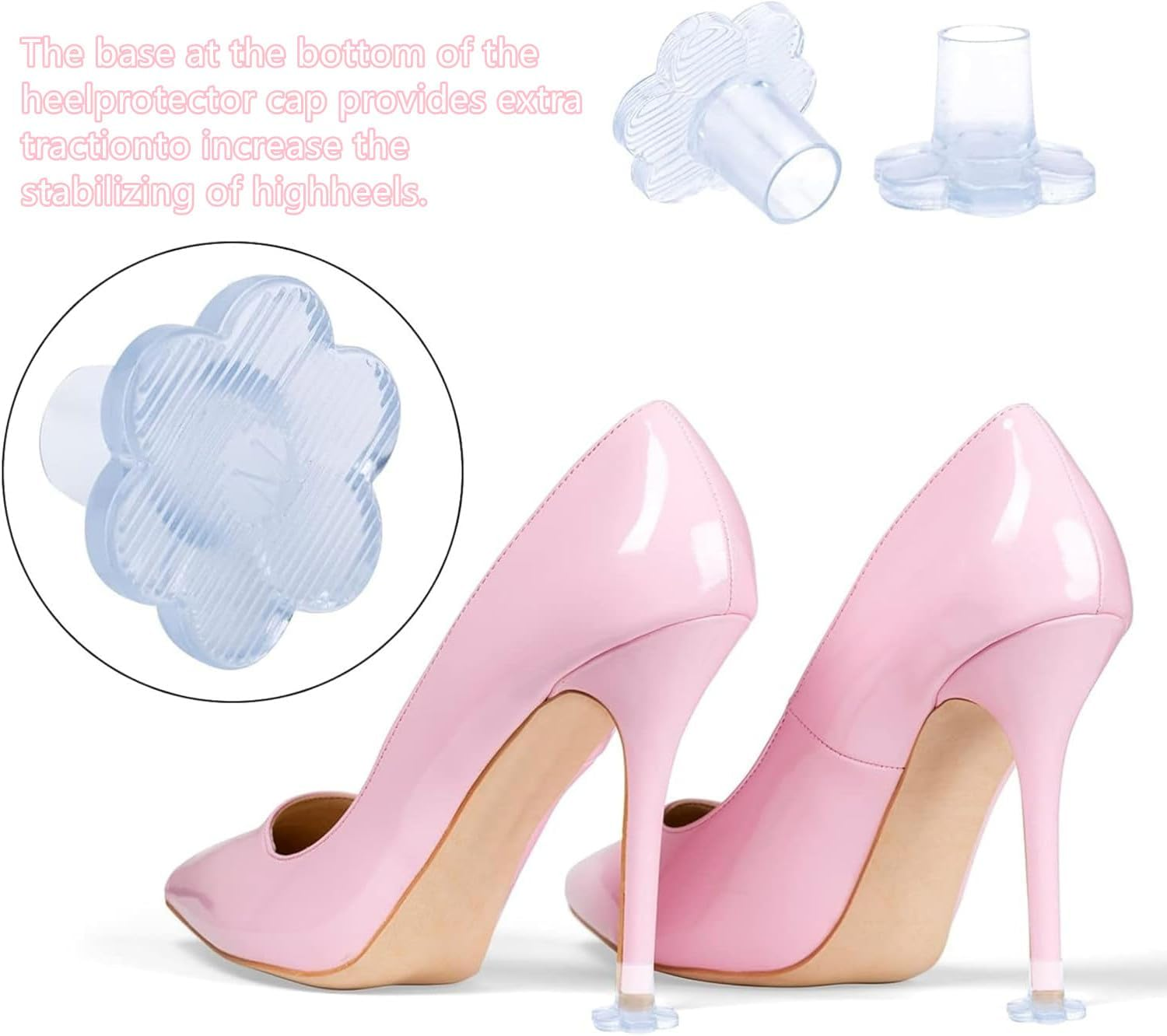 5 Pairs High Heel Protectors, for Shoes Women Soft Heel Covers Heel Repair Caps Covers,For Walking on Grass and Uneven Floor to Prevent Noise Non-Slip for Weddings Occasions (5 Sizes) image number 6