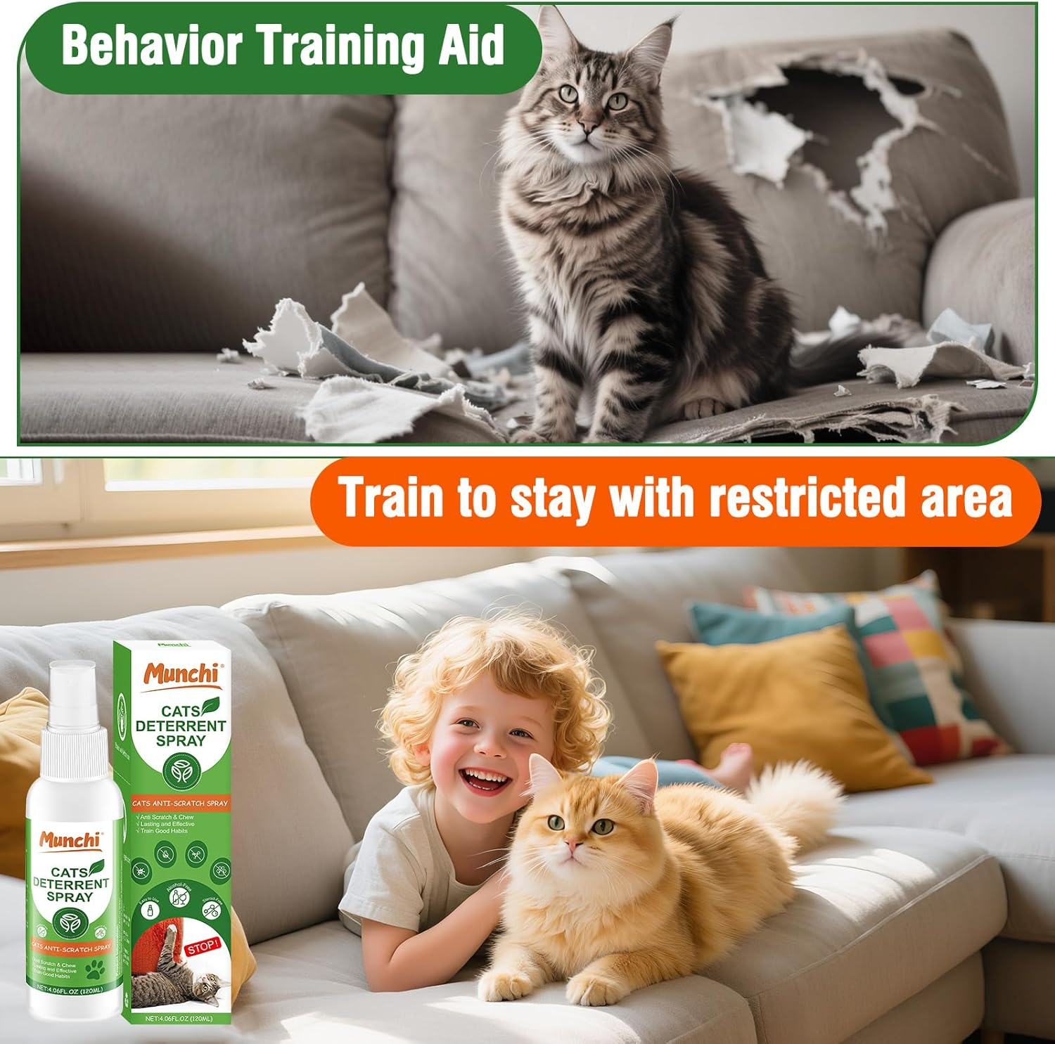 Cat Scratch Deterrent Spray,Natural Cat Repellent Spray for Furniture Indoor & Outdoor, No Scratch Training Aid,Prevent Scratching, Digging & Chewing image number 4