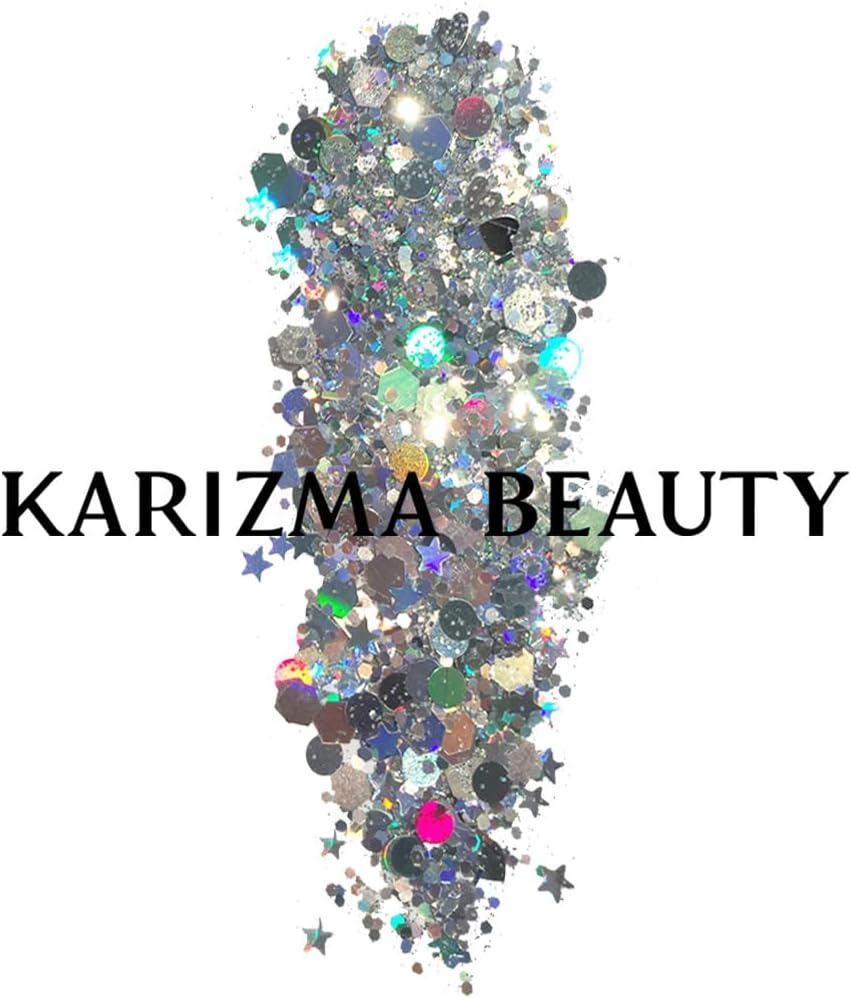 KARIZMA Silver Holographic Chunky Glitter Festival Glitter Face
