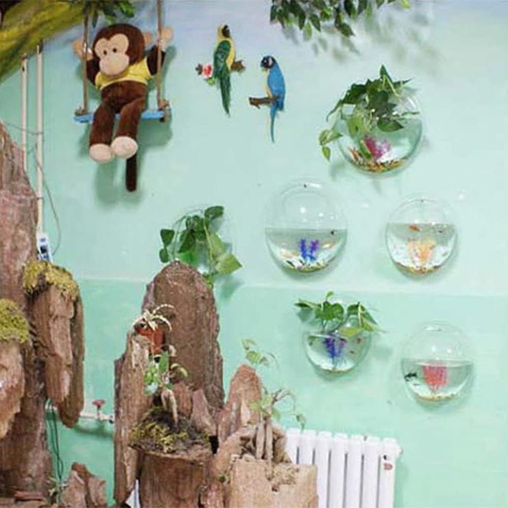 Acrylic Fish Bowl Wall Hanging Aquarium Tank Aquatic Pet Supplies Pot Plant Vase Mounted Home Decoration (Color : Clear, Size : 15Cm) image number 2