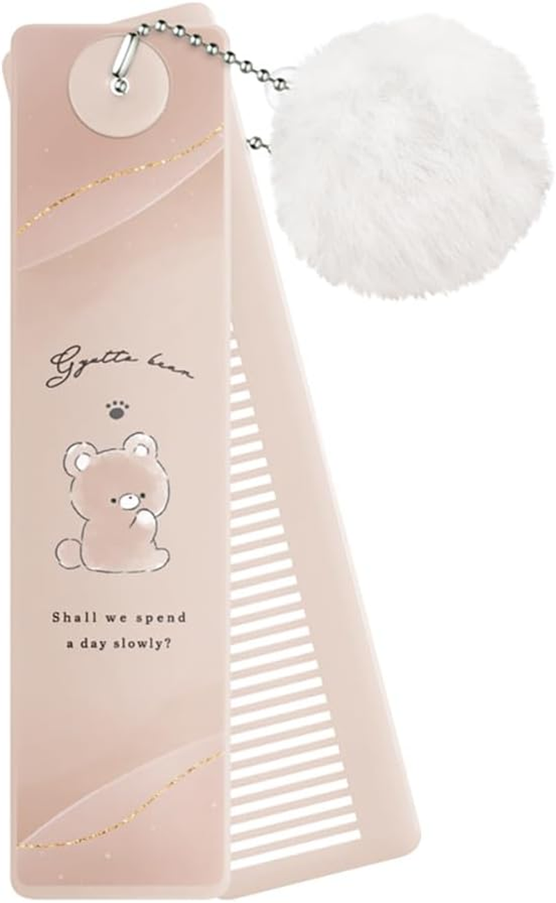 Kamio Japan GYUTTO BEAR 224958 Mirror Comb Cosmetic Stick 2-Way Mirror Comb image number 1