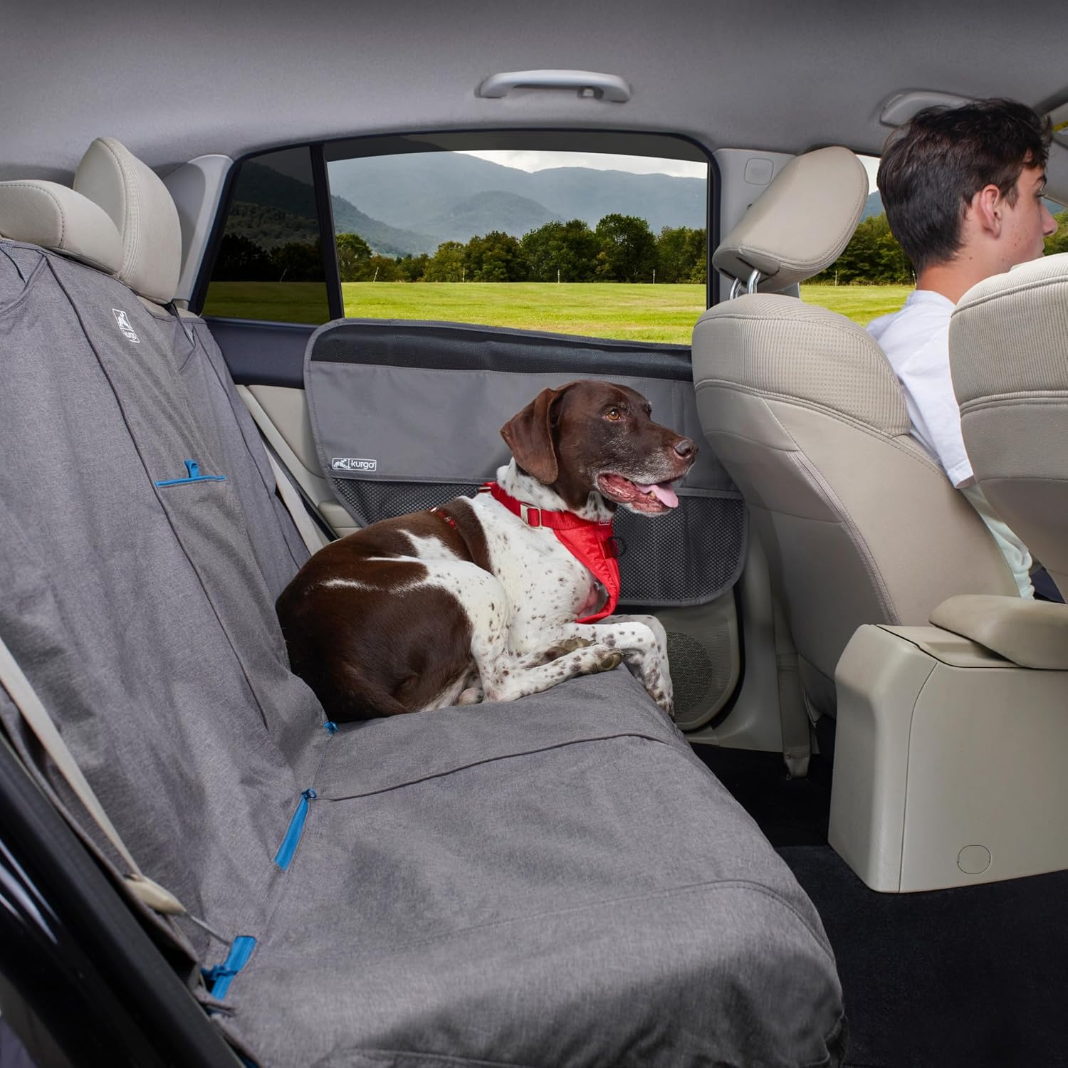 Kurgo Dog Seat Cover No Slip | Nonslip Car Bench Seat Covers for Pets | Dog Back Seat Cover Protector | No Slip Grip Bench Seat Cover (Heather Charcoal Grey, 55") image number 3