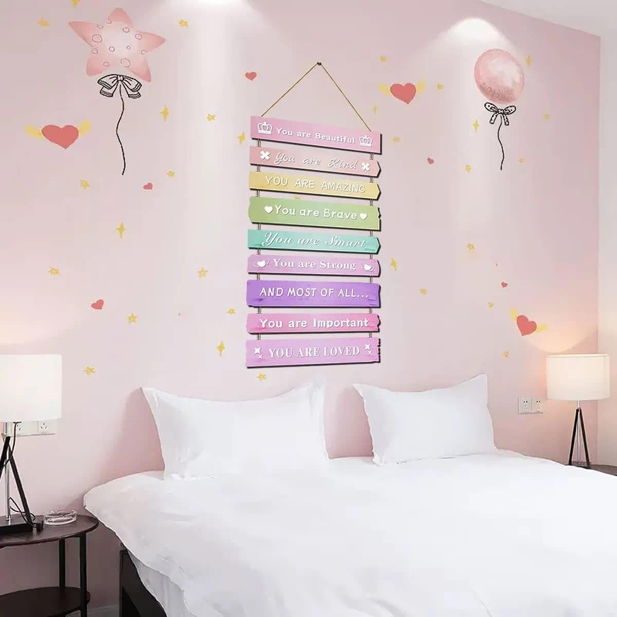 Aesthetic Room Decor for Teen Girls, Cute Bedroom Accessories, Inspirational Wall Art, Easy to Hang Wall Decor for Kids Room, Pink Room Decoration, Compatible with Various Room Styles - Leralsta image number 1