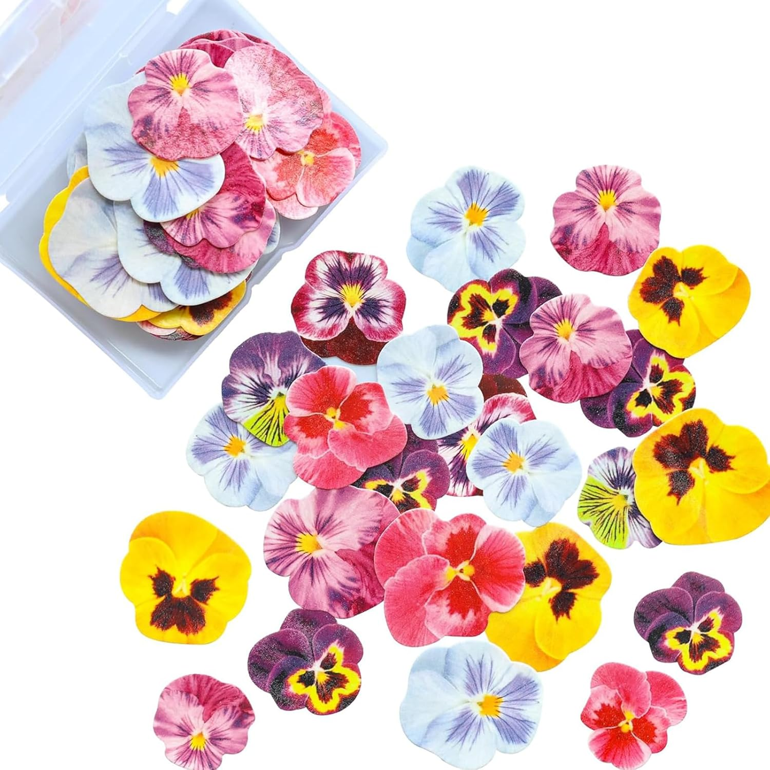 64Pcs Edible Flower Cupcake Toppers Spring Bridal Engagement Baby Shower Birthday Party Cupcake Picks Anniversary Party Decorations Supplies image number 4