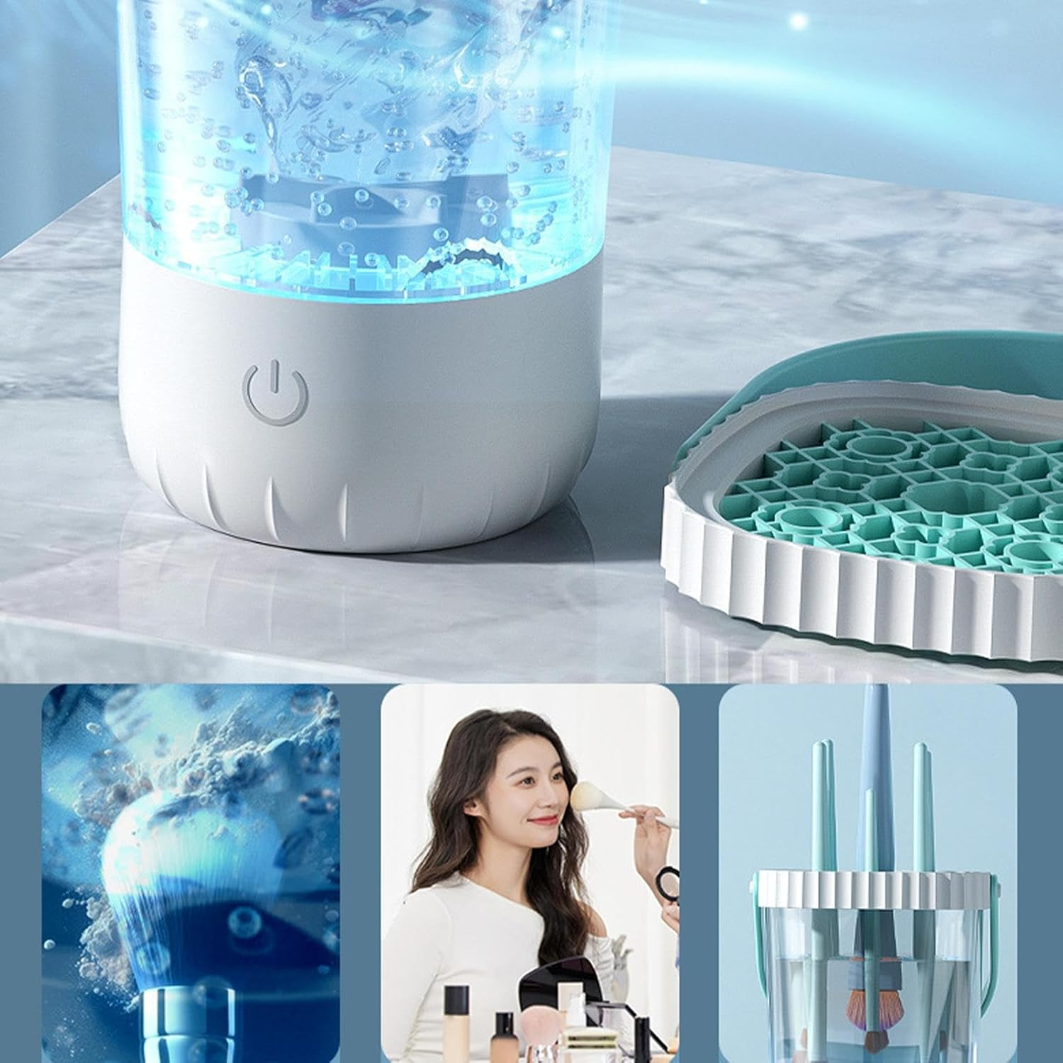 Electric Makeup Brush Cleaner Machine - Portable Make up Tool Cleaner Aid | USB Charging Cosmetic Cleaners Device, Automatic Makeup Brush Cleaning Tool for Girlfriend Wife Friend Daughter Family image number 6