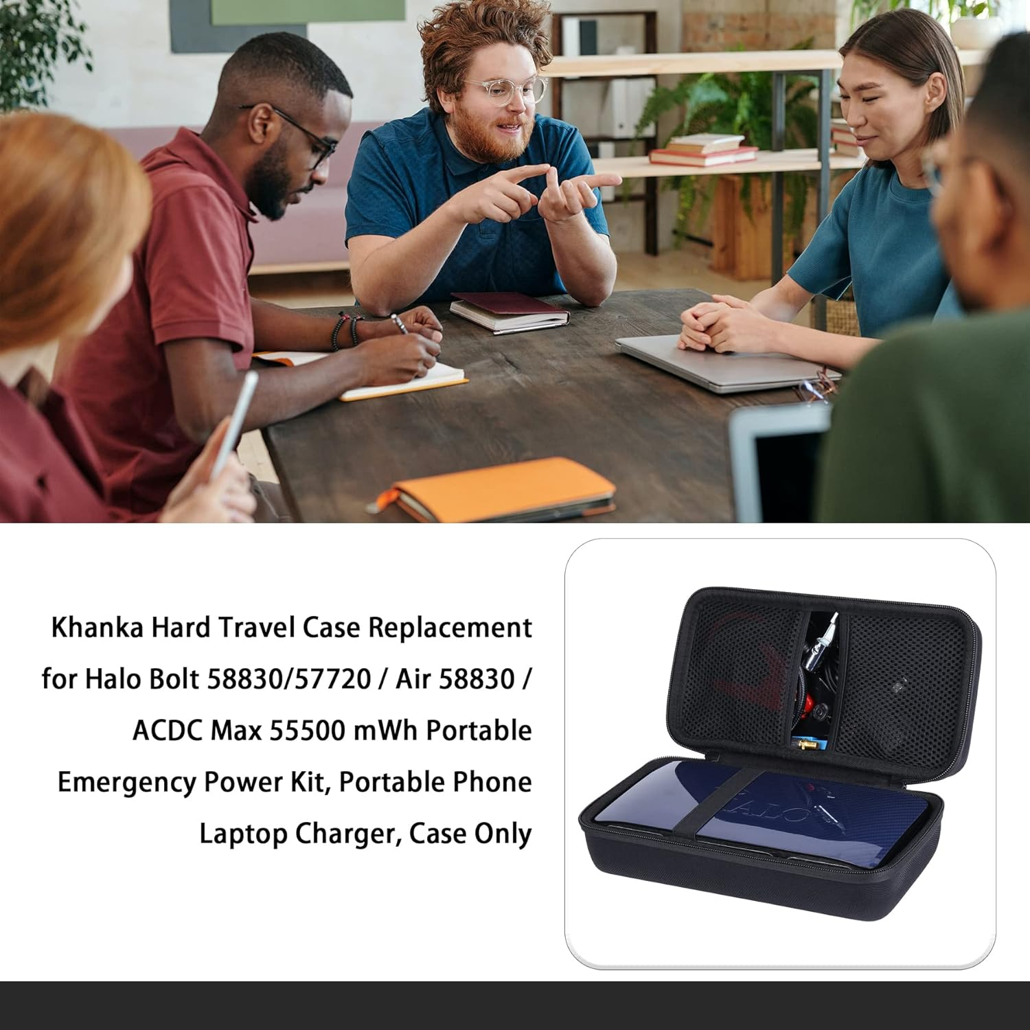 Khanka Hard Travel Case Replacement for Halo Bolt 58830/57720 / Air 58830 / ACDC Max 55500 Mwh Portable Emergency Power Kit, Portable Phone Laptop Charger, Case Only