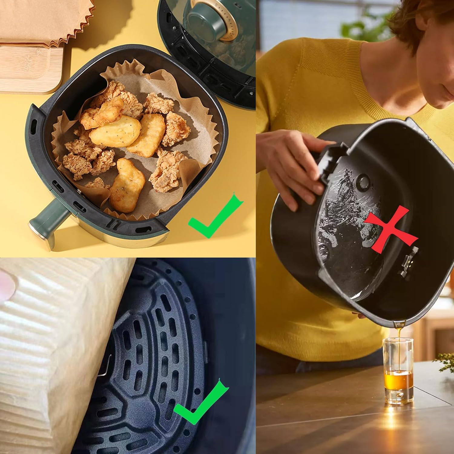 Marakruki 180Pcs Air Fryer Liners for Ninja AF500 XXXL Air Fryer, 10.4L Ninja Flexdrawer Paper Liners,120 Pcs Liners for Dual 5.2L Baskets +60 Pcs Liner for 10.4L Megazone Basket image number 2