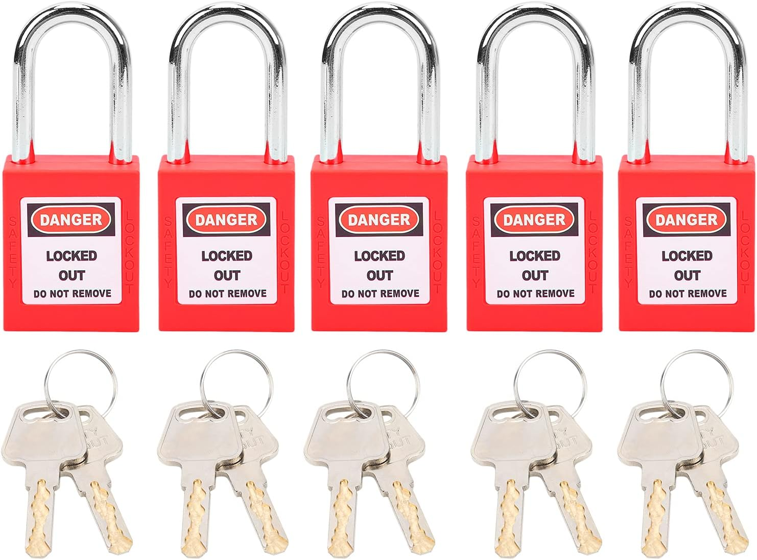 Lockout Tagout Locks, Safety Padlock Set, Locks with Keys for Providing Reliable Security and Preventing Unauthorized Entry into Machinery(Red Color)