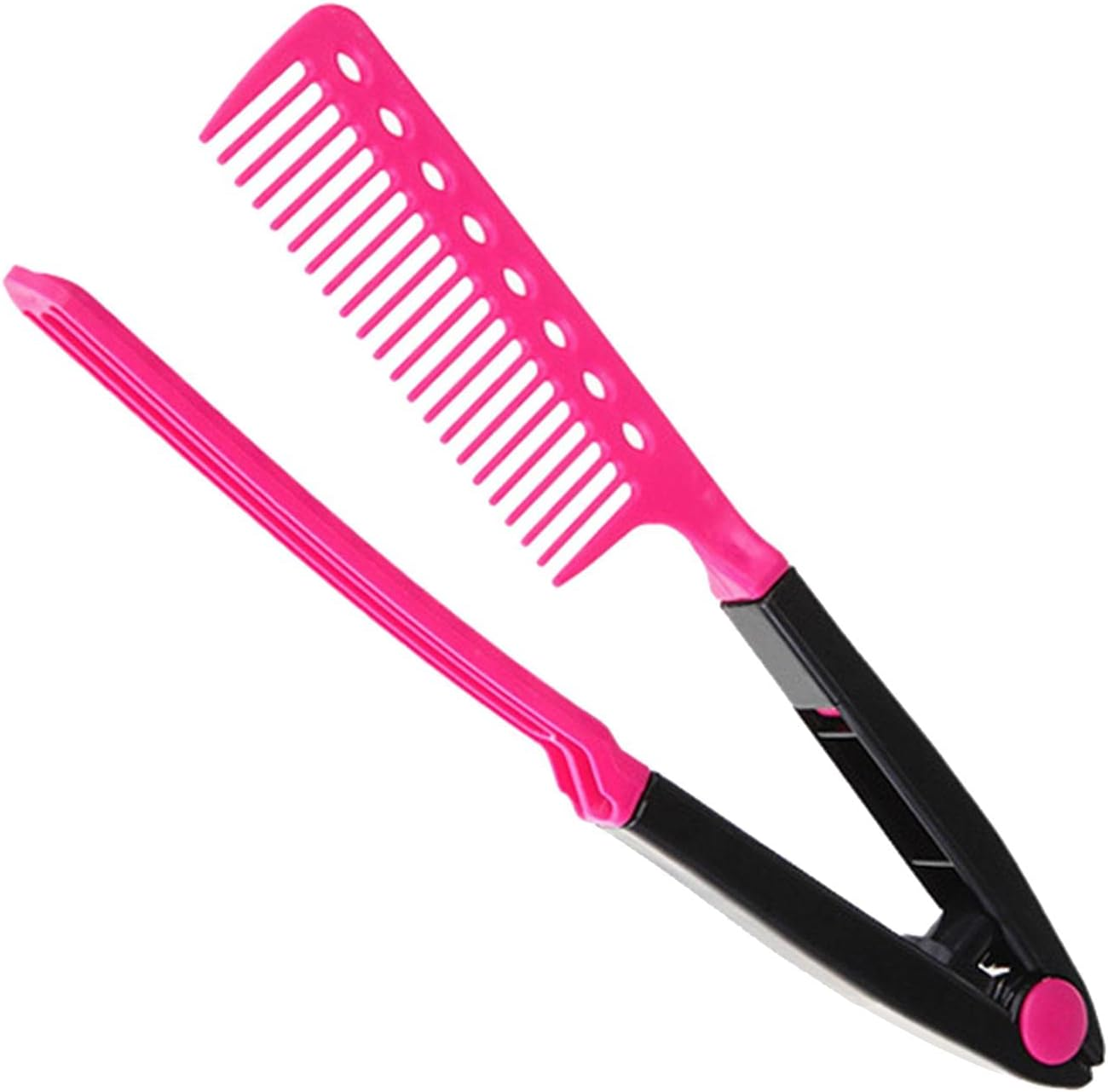 Koolsoo V Type Hair Straightener Comb Folding Straightening Brush Fashion Straight Comb Professional Flat Iron Comb for Knotty Hair Tangled Hair image number 4