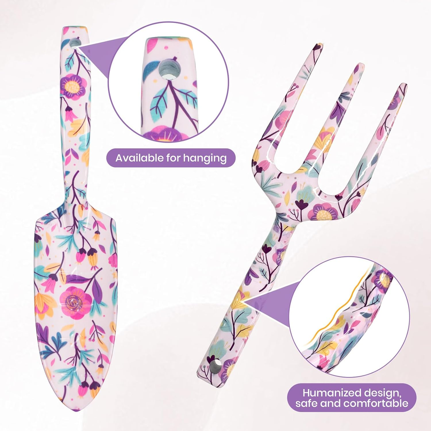 Velway Garden Tool Set 5-Piece Garden Tools with Floral Pattern & Gift Box Including Gloves, Garden Shovel, Scissors image number 5