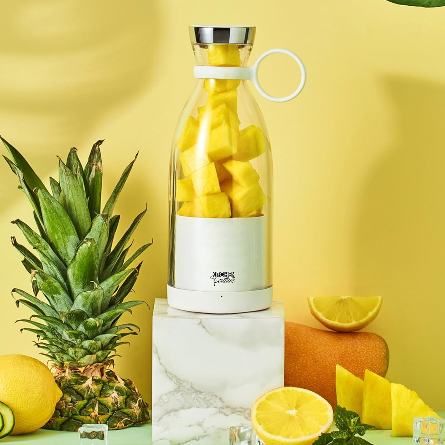 Kitchen Couture Portable Blender - Cordless, Rechargeable, On-The-Go Smoothie Maker with USB Charging, 350Ml, 4 Stainless Steel Blades White image number 5