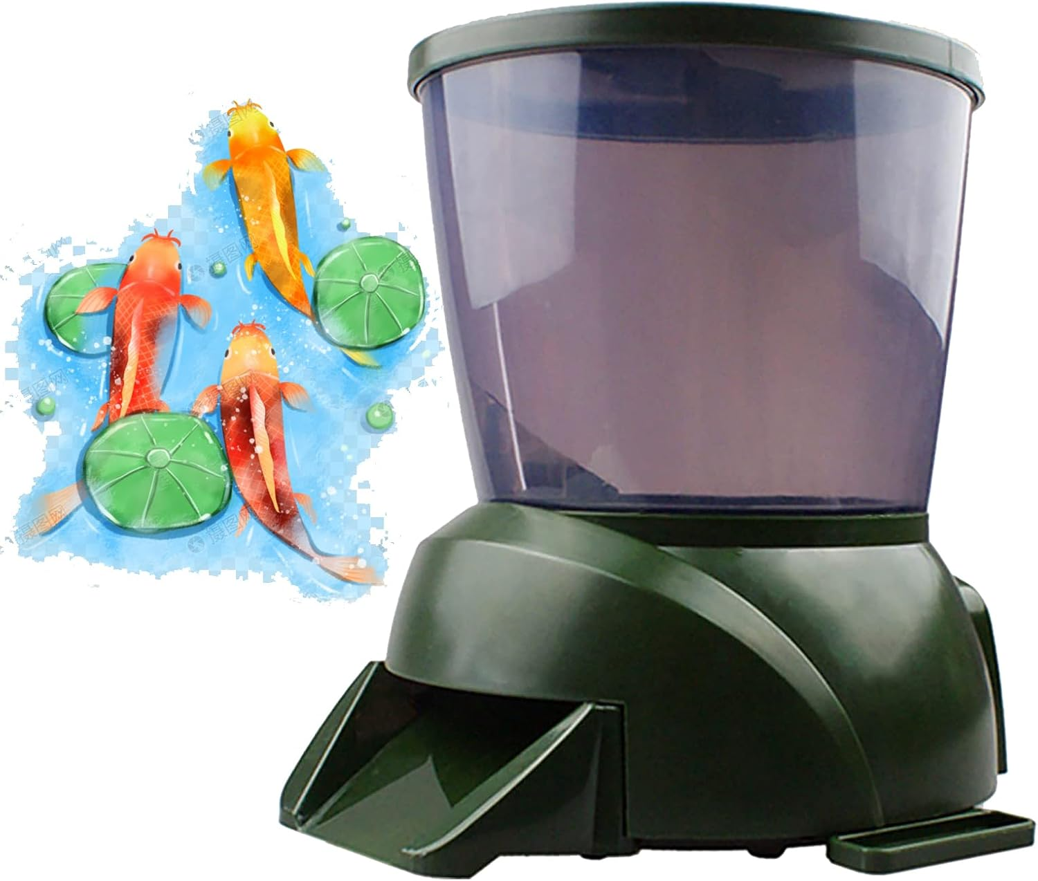 TEMU-SC 4.5L Pond Feeder, Automatic Fish Feeder for Pond, Automatic Koi Fish Feeder for Pond Outdoor, Fish Feeder Automatic Dispenser(Battery Powered)