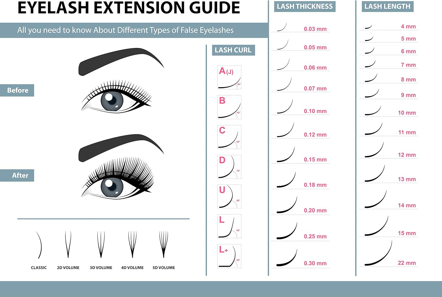 Hair2Heart 0.10 Thickness Volume B-Curl Silk Eyelash Extensions, 11 Mm Length image number 5