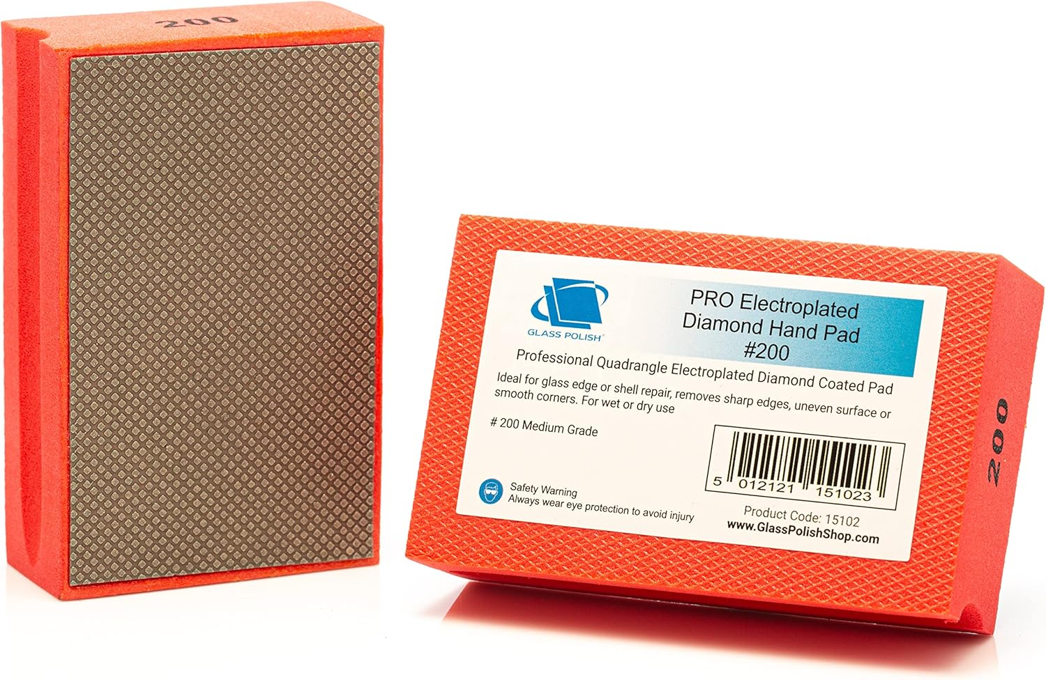 Glass Polish 15102 Diamond Hand Pad Sanding Block for Smoothing, Edging & Polishing 95 X 55Mm - Grit 200 image number 3