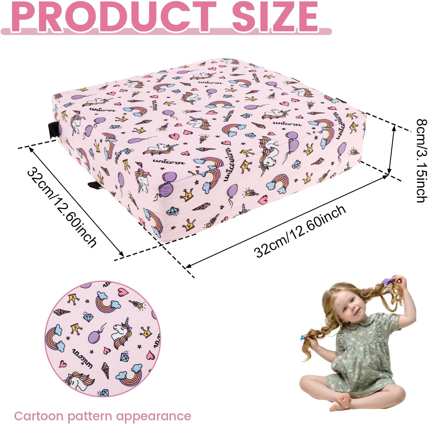 GOKENA Toddler Booster Seat Chair Increasing Cushion Soft Breathable Booster Seat Pad Dismountable Portable Washable Booster Seat Non-Slip Bottom Booster Chair Cushion for Toddlers Eating (Pink) image number 5