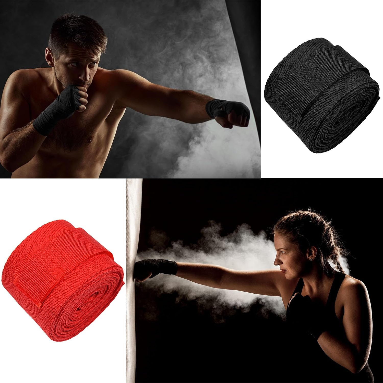 Paifeancodill Boxing Hand Wraps, 2 Rolls Boxing Bandages Inner Gloves, Boxing Wraps, Fist Wrist Protector, Boxing Training Belt Hand Wraps, Elasticated Fabric Thumb Loop for MMA Training Gym image number 1