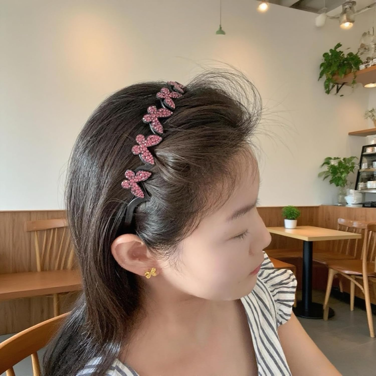 Ypkia Pack of 3 Zigzag Headband Butterfly Rhinestone Women'S Wavy Hair Band Shark Tooth Hair Comb Headband Elegant Headband for Women Girls image number 5