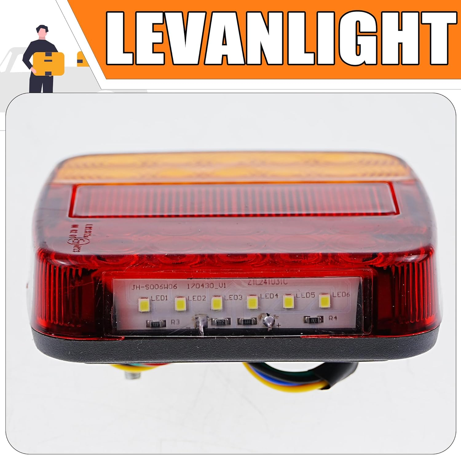 1Pair 12V 26LED Trailer Lights. Stop Turn Tail License, Waterproof IP65 Stop/Tail/Turn Signal Lights for Truck, Boat, 4WD, RV. License Plate Light Included image number 6