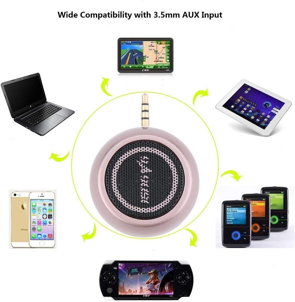 Mini Portable Speaker with 3.5Mm Aux Input Jack, 3W Mobile Phone Line-In Speaker for Iphone Ipad Ipod Tablet Cell Phones, Gifting for Girls/Kids, Rose Gold - Rose Gold image number 3