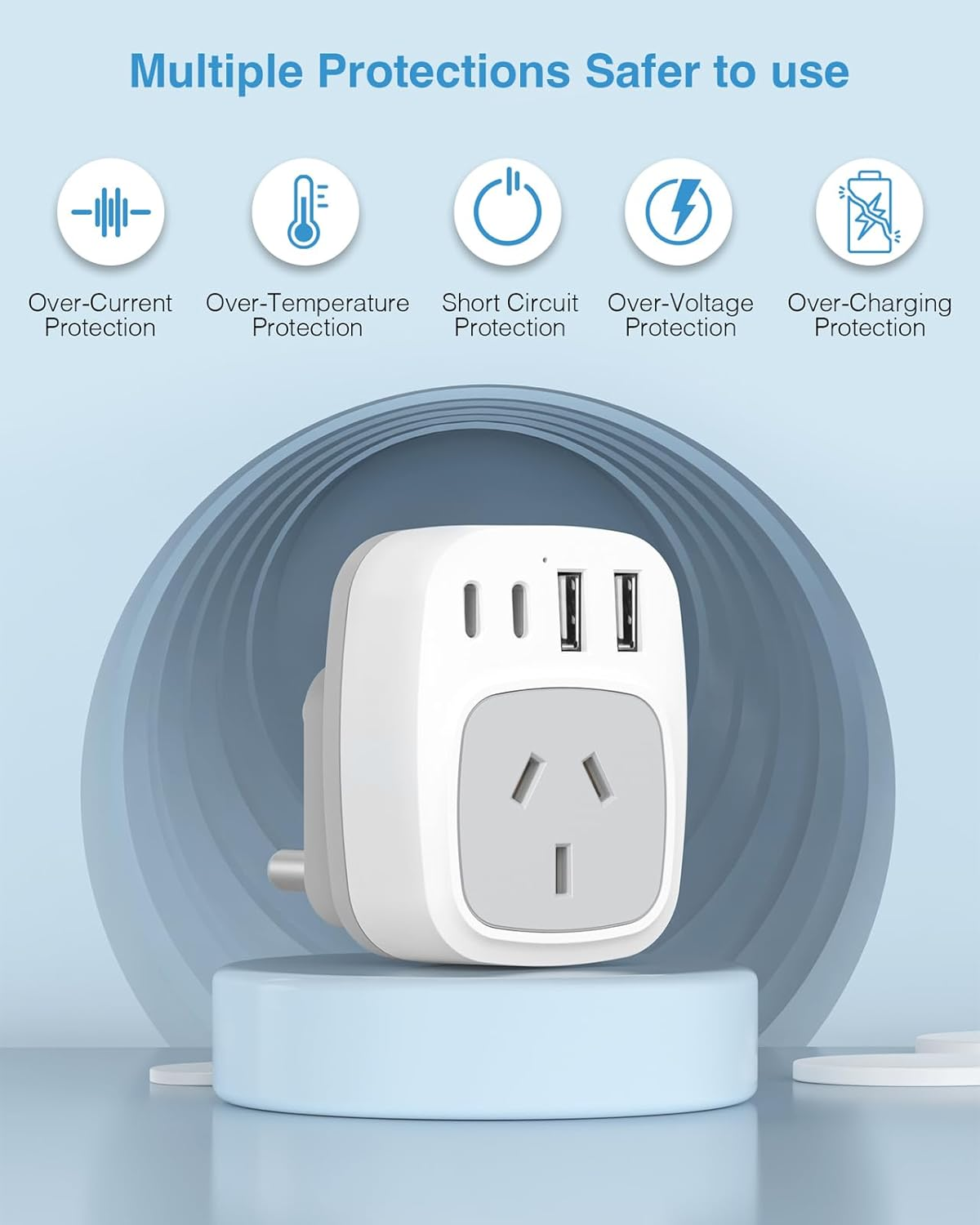 Dozianai South Africa Travel Adapter, AU to South Africa Plug Adapter,Type M Power Plug for Bhutan,Malaysia,Namibia,Nepal,Pakistan,Singapore, Sri Lanka-White image number 5