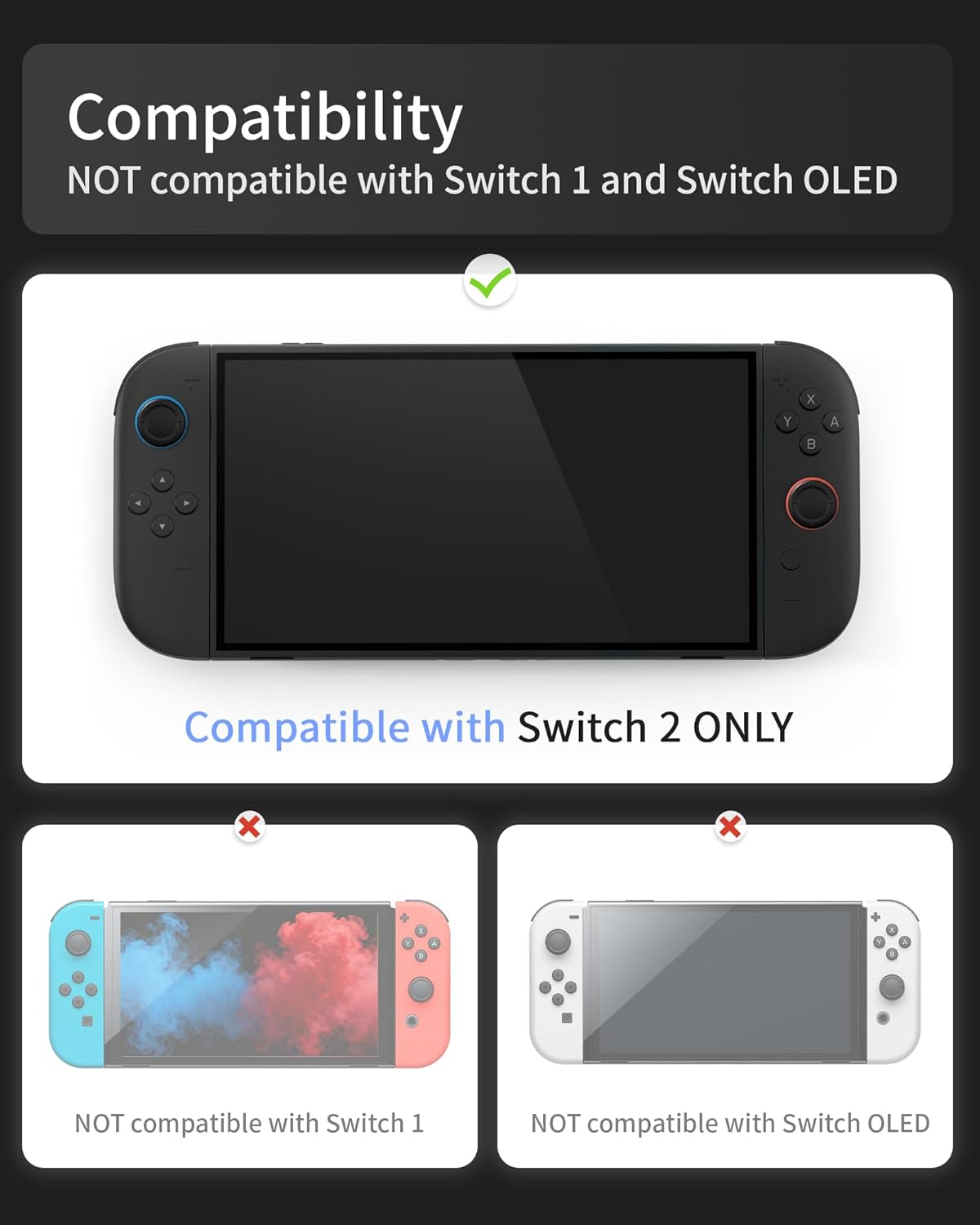 Geekshare Protective Case Compatible with Switch 2 Console, Full Coverage Shell Cover with Ergonomic Soft Grip, Hard PC Front Cover, Shock Absorption, Anti-Scratch, Easy Install/Detach image number 1