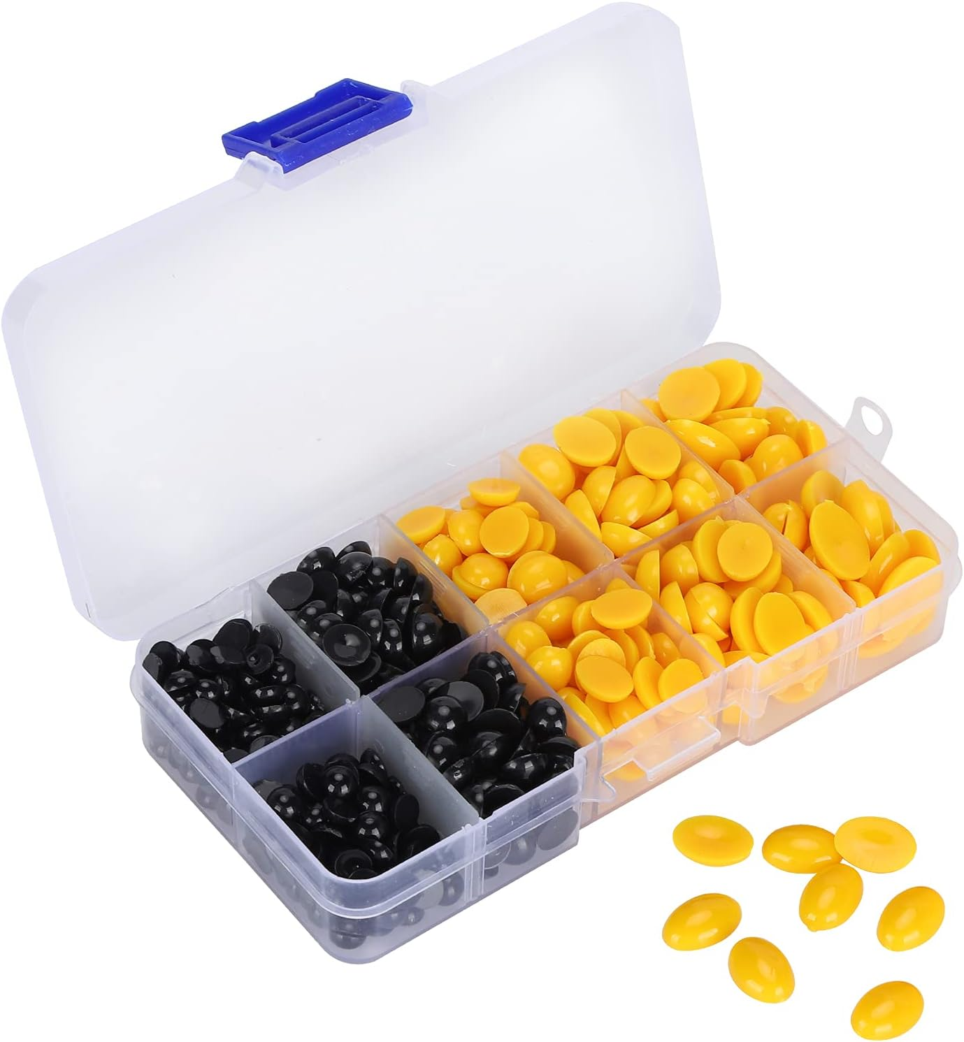 RIZGHWOY Teddy Bear Eyes Noses, Practical Convenient Toy Eyes Noses Wear-Resistant for Teddy Bears for Hand Puppets for Stuffed Animals for Puppet Crafts (580 Pieces per Box (Yellow))